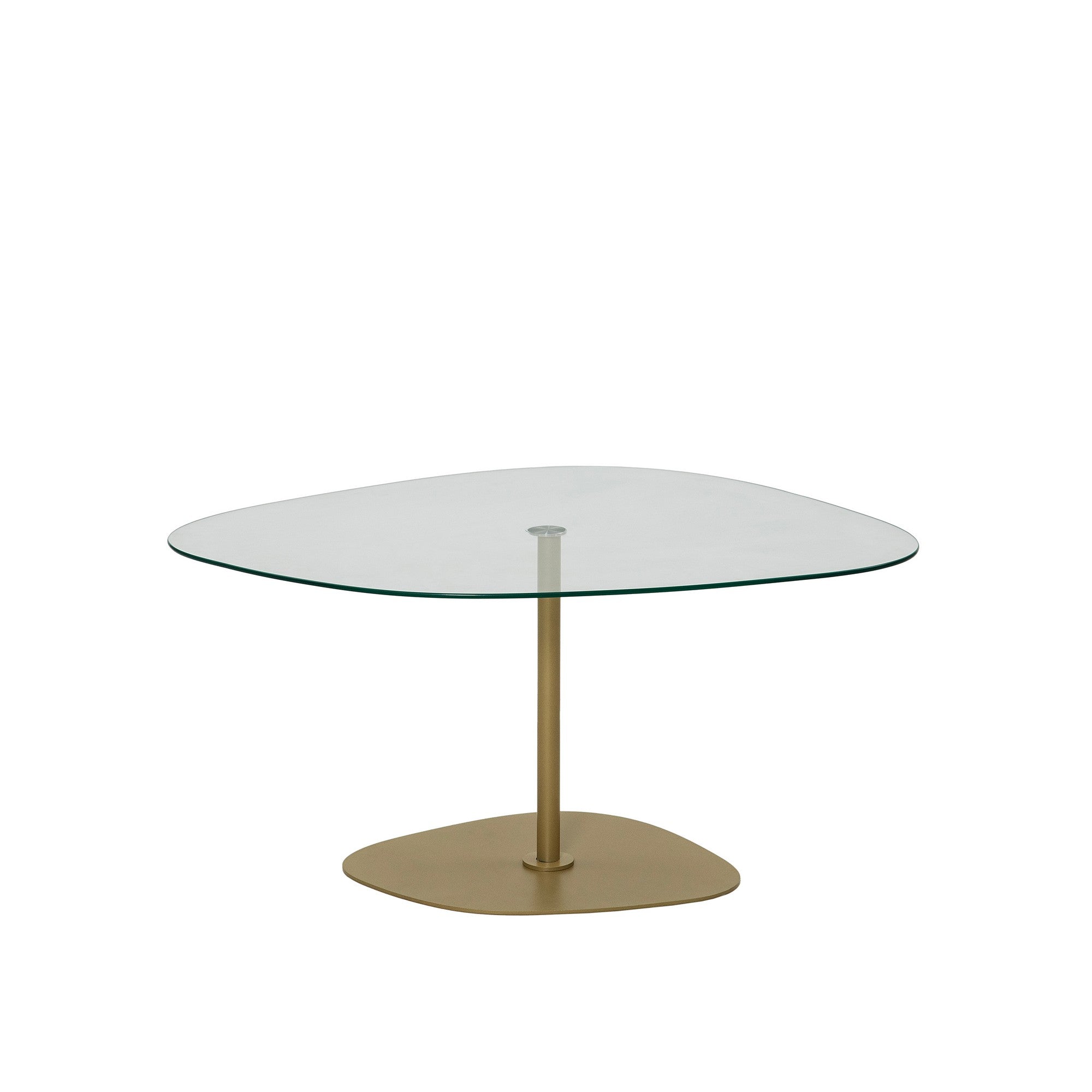 Mesa de Centro Elegante com Tampo de Vidro Temperado, 85 x 67 x 40 cm, Pés de Metal, Acabamento Transparente e Dourado | Design Moderno e Elegante para Sala de Estar
