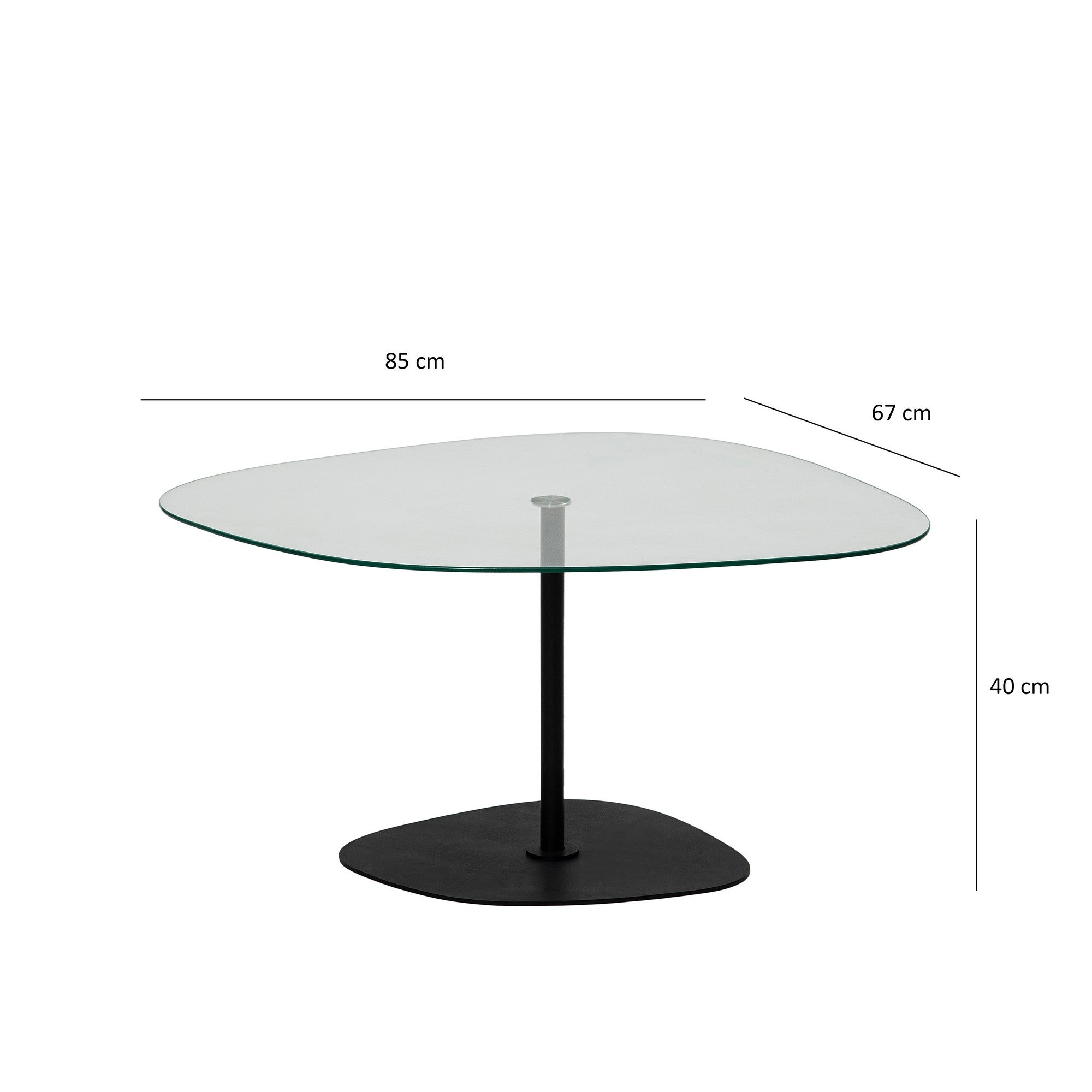 Mesa de Centro Elegante com Tampo de Vidro Temperado, 85 x 67 x 40 cm | Pernas de Metal, Desmontada | Design Elegante Transparente e Preto para Espaços Modernos