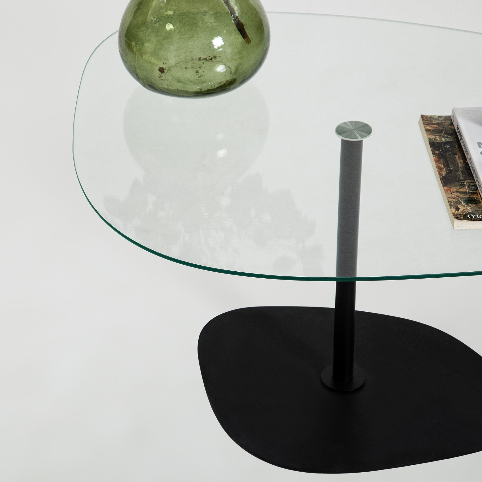 Mesa de Centro Elegante com Tampo de Vidro Temperado, 85 x 67 x 40 cm | Pernas de Metal, Desmontada | Design Elegante Transparente e Preto para Espaços Modernos