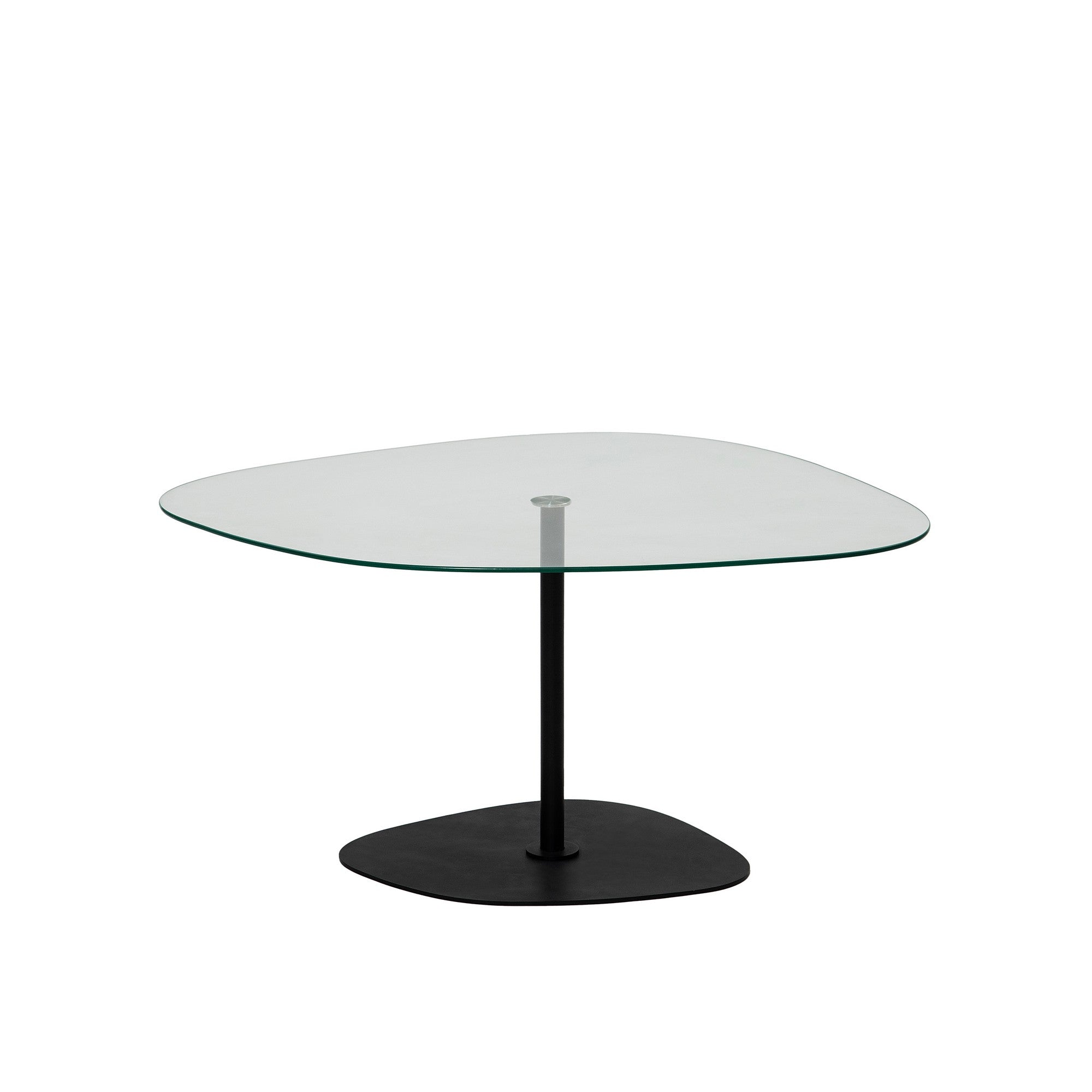 Mesa de Centro Elegante com Tampo de Vidro Temperado, 85 x 67 x 40 cm | Pernas de Metal, Desmontada | Design Elegante Transparente e Preto para Espaços Modernos