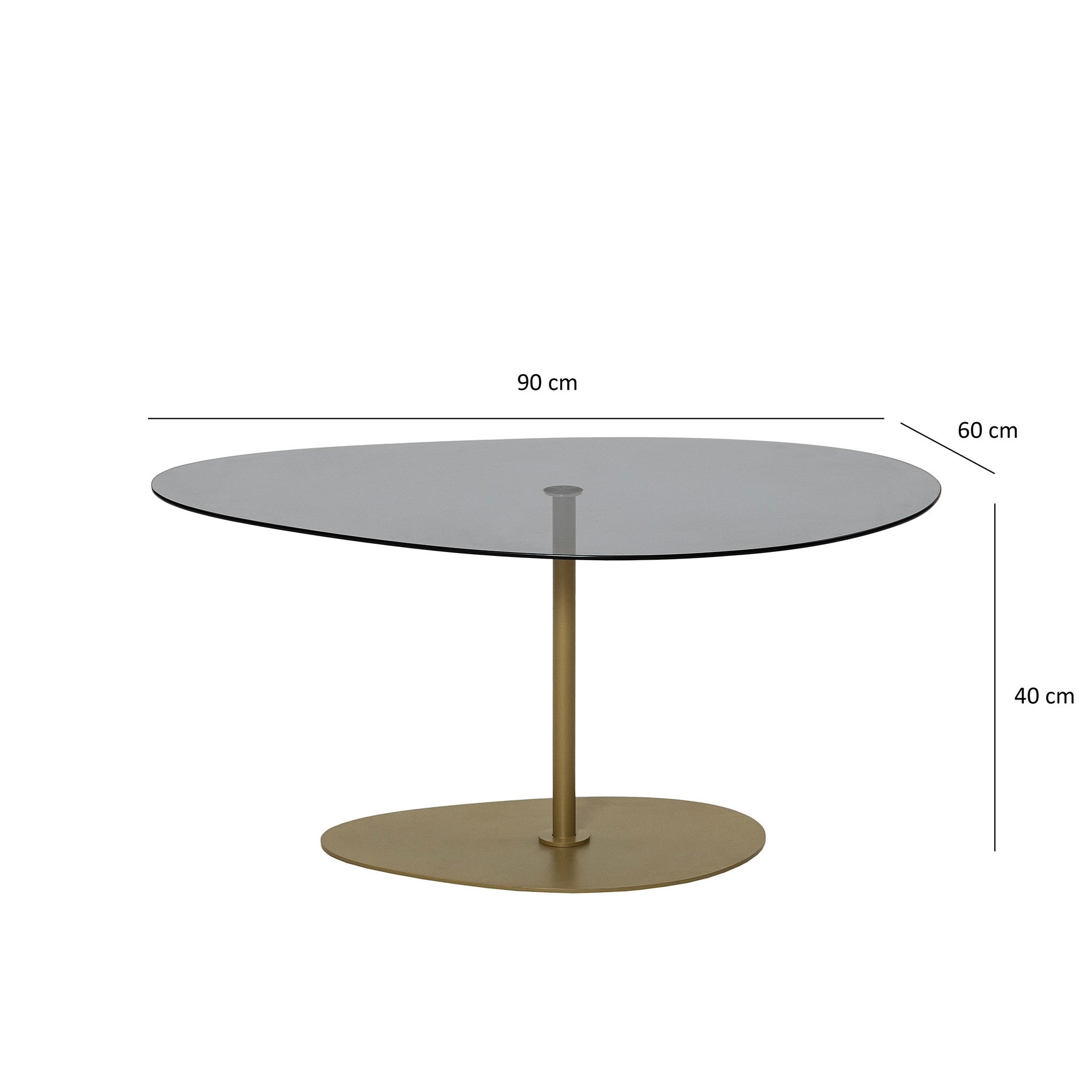 Mesa de Centro Elegante com Tampo de Vidro Temperado, Cinza Escuro e Dourado, 90 x 60 x 40 cm | Pernas de Metal Resistente, Desmontável para Fácil Montagem | Elegância Moderna