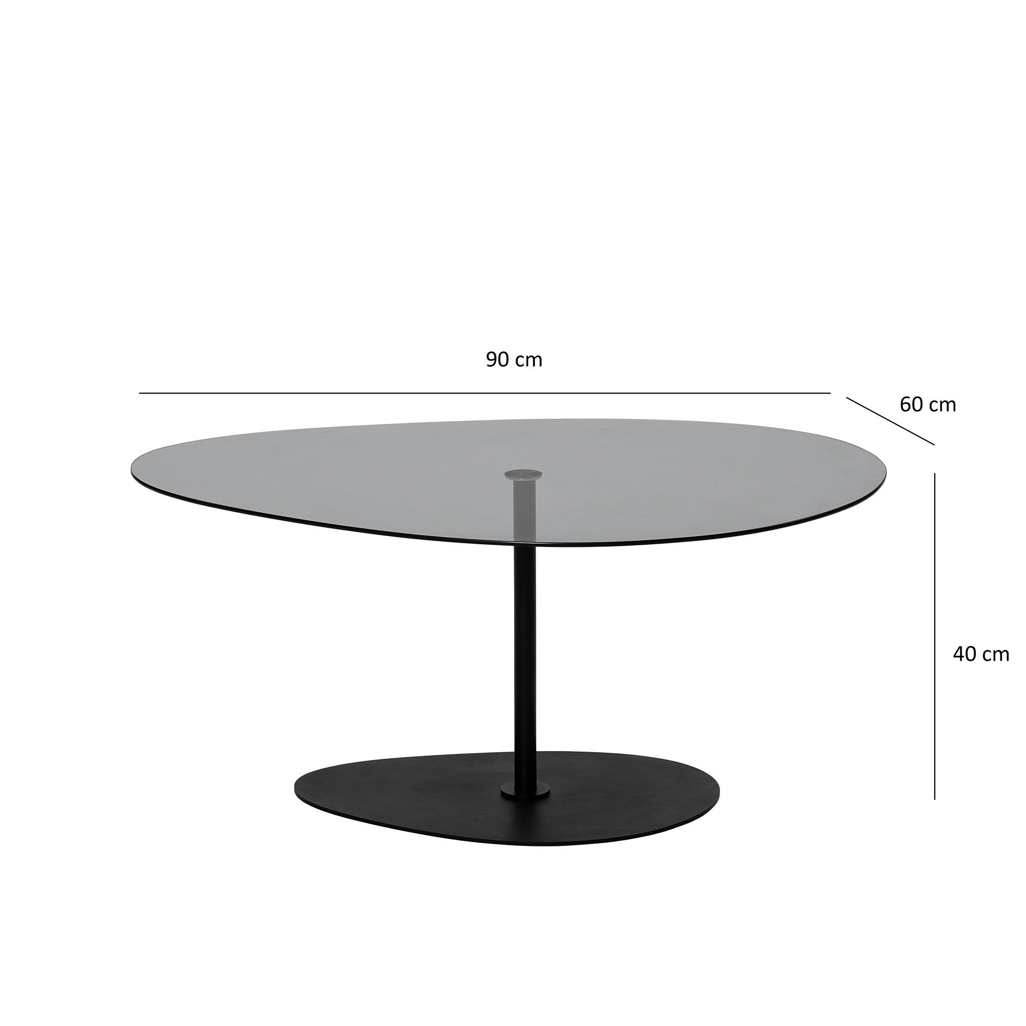 Mesa de Centro Elegante com Tampo 100% em Vidro Temperado, 90 x 60 x 40 cm, Pés de Metal Cinza Escuro e Preto | Design Moderno, Fácil Montagem, Perfeita para Salas de Estar