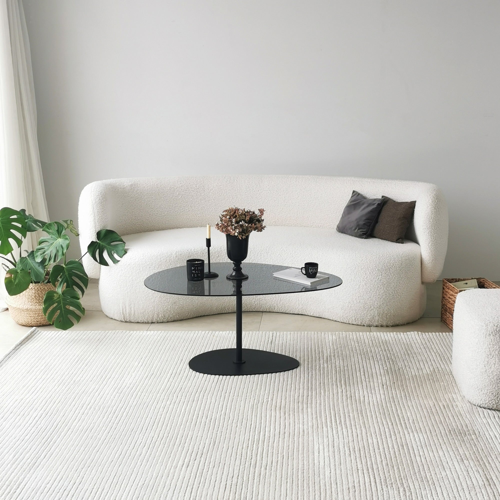 Mesa de Centro Elegante com Tampo 100% em Vidro Temperado, 90 x 60 x 40 cm, Pés de Metal Cinza Escuro e Preto | Design Moderno, Fácil Montagem, Perfeita para Salas de Estar