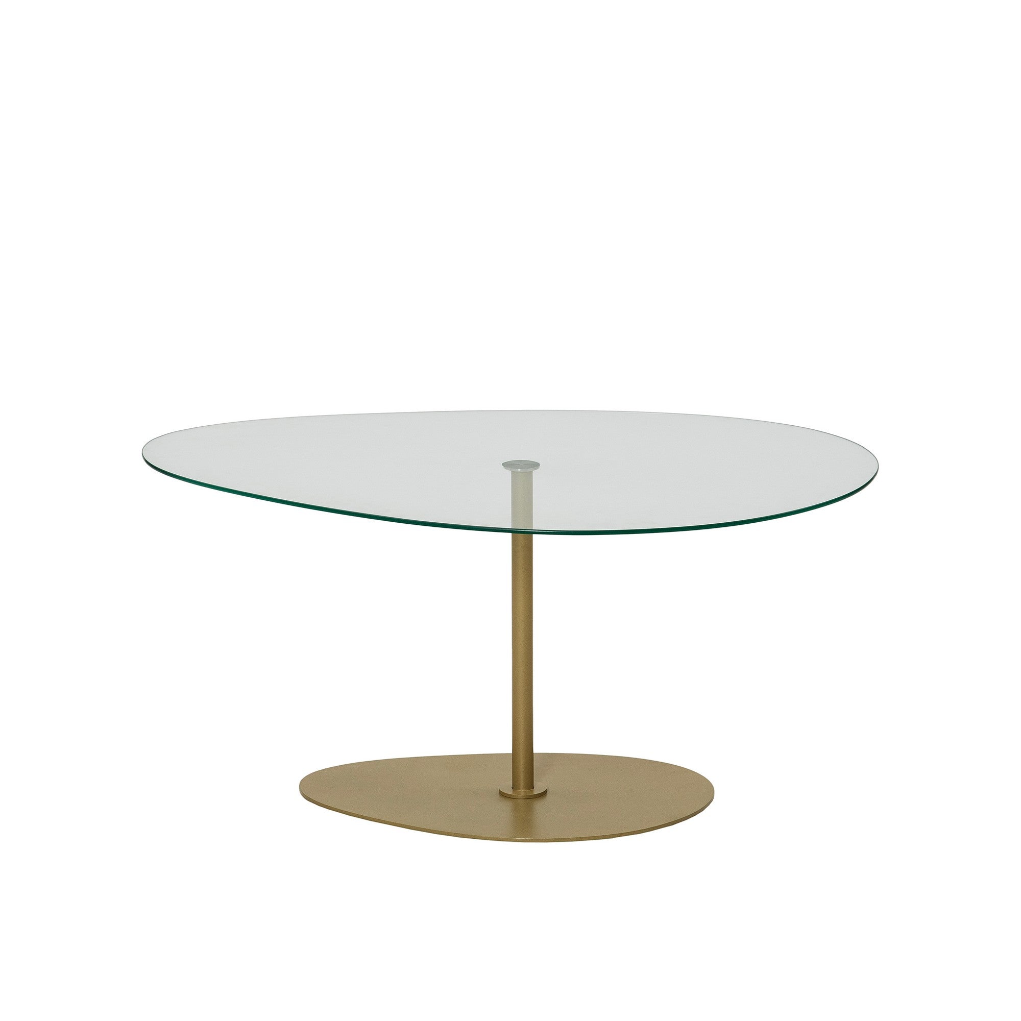 Mesa de centro elegante com tampo de vidro temperado, 90 x 60 x 40 cm | Design elegante transparente e dourado | Pernas de metal resistentes | Fácil montagem necessária