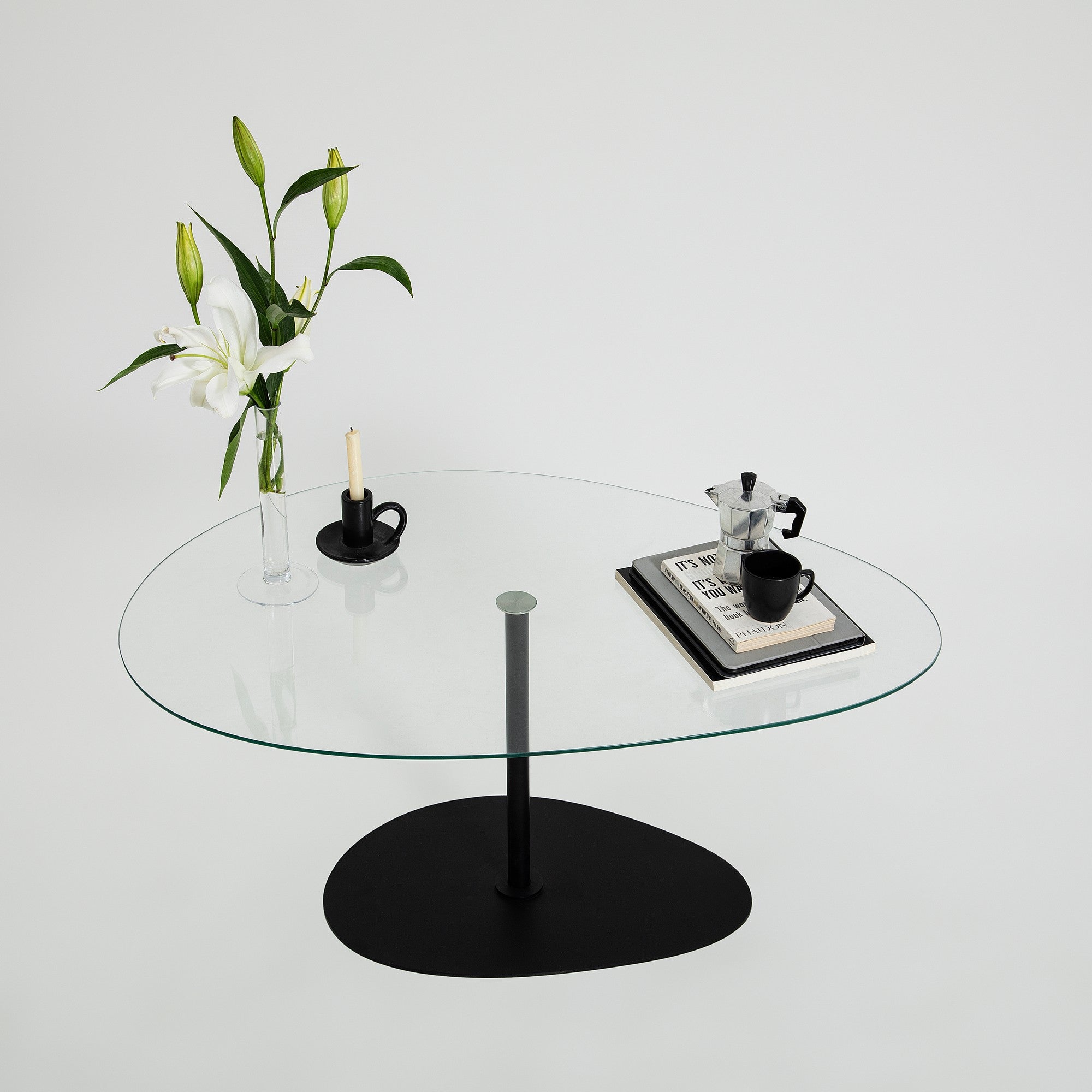 Mesa de Centro Elegante com Tampo de Vidro Temperado, 90 x 60 x 40 cm | Pernas de Metal, Desmontada | Design Elegante Transparente e Preto para Espaços Modernos