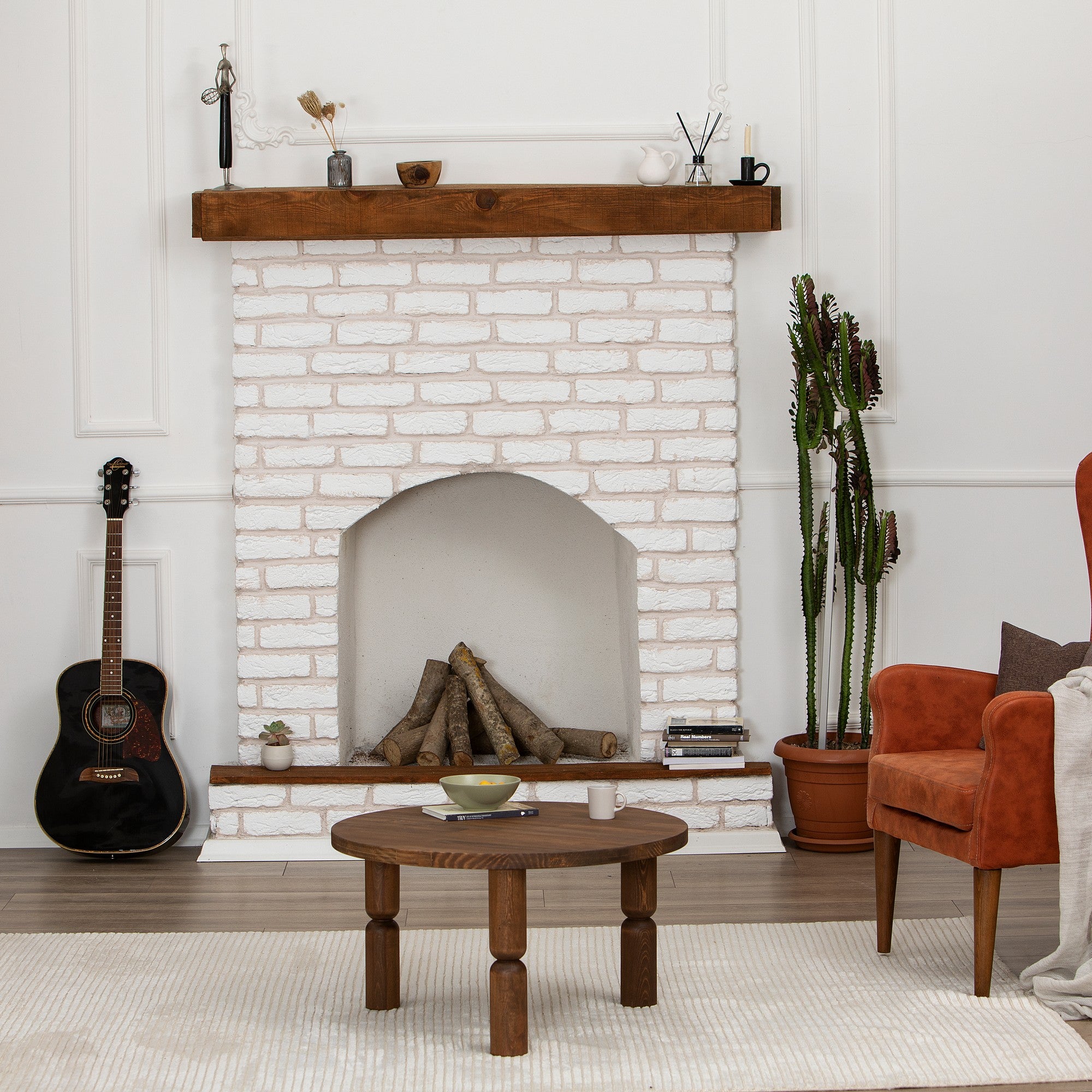 Mesa de Centro Elegante em Nogueira, 70 x 70 x 40 cm | 100% Madeira de Faia, Resistente a UV e Acabamento Ultra Fosco à Base de Água | Elegante e Durável para Espaços Modernos