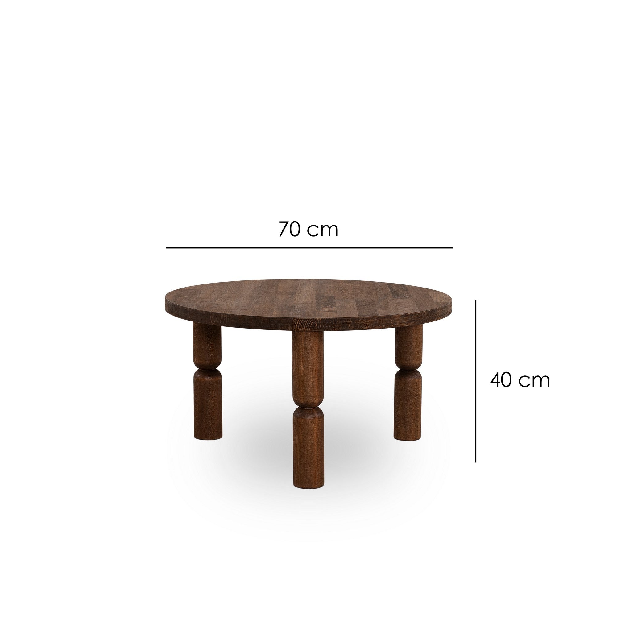 Mesa de Centro Elegante em Nogueira, 70 x 70 x 40 cm | 100% Madeira de Faia, Resistente a UV e Acabamento Ultra Fosco à Base de Água | Elegante e Durável para Espaços Modernos