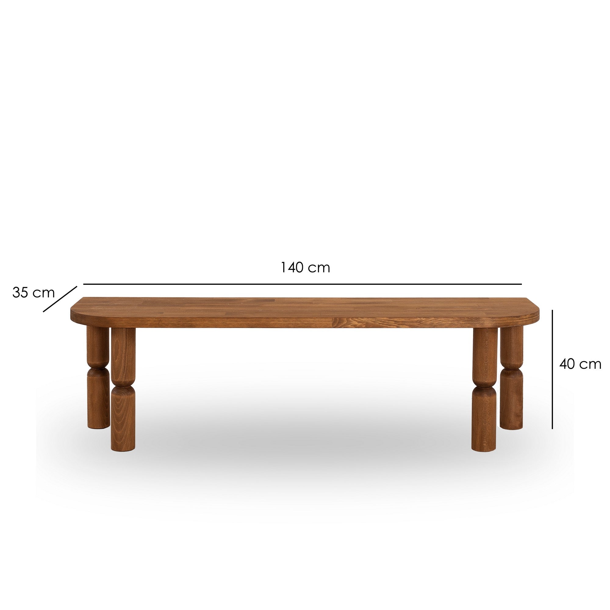 Móvel de TV em madeira maciça, cor castanha, 140 x 40 x 35 cm | Acabamento ultrafosco resistente a raios UV e à base de água | Desmontado para fácil montagem, elegante e durável