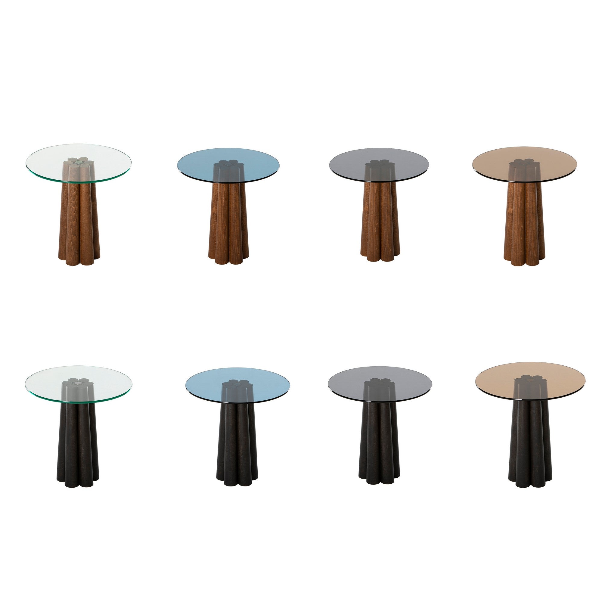 Mesa de centro elegante, 50 cm x 50 cm x 50 cm | 100% vidro temperado e estrutura de madeira de faia | Nogueira e cinza escuro | Desmontada para fácil montagem