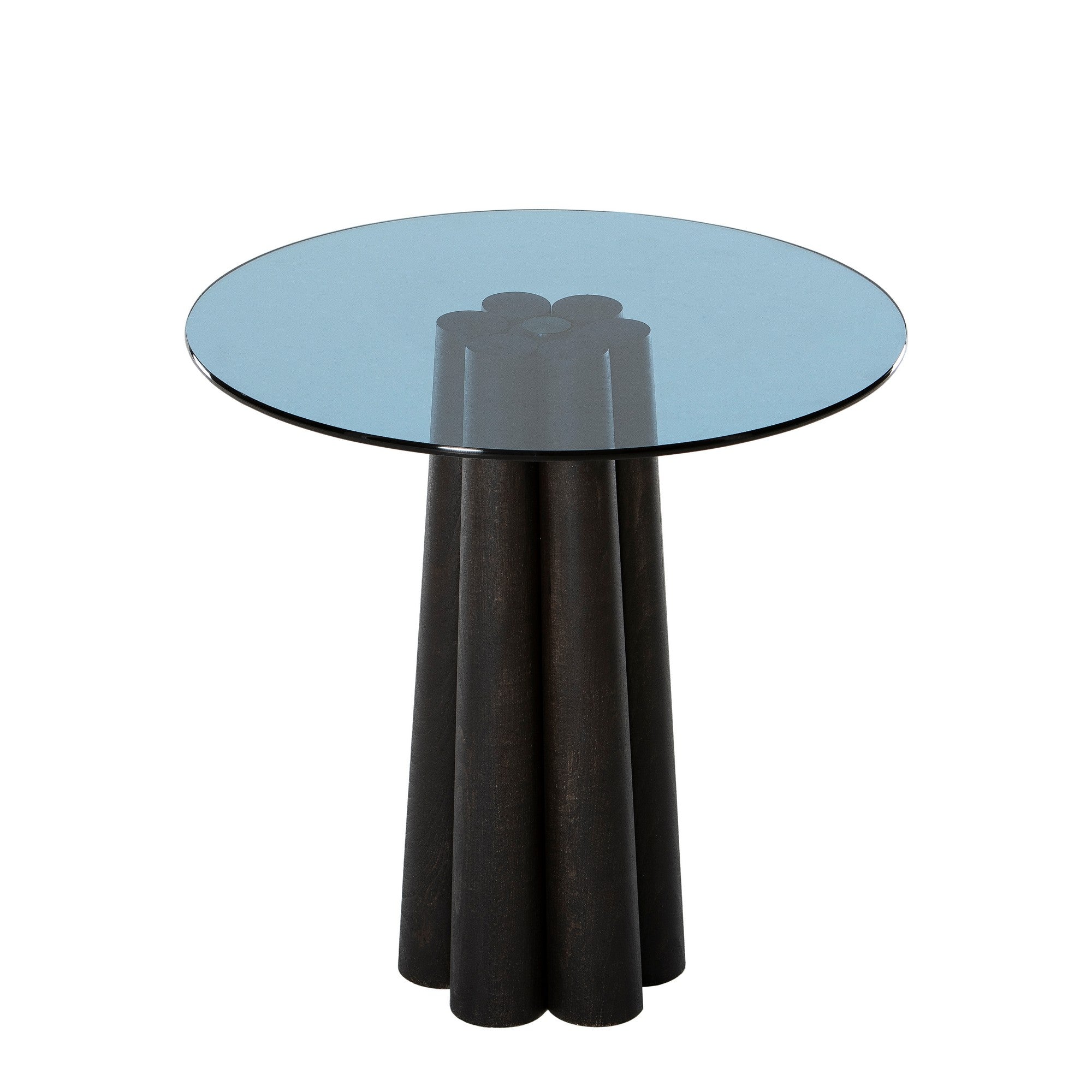 Mesa de Centro Elegante, 50x50x50 cm, Preta e Azul | Tampo 100% Vidro Temperado, Estrutura 100% Madeira de Faia | Desmontada para Fácil Montagem, Design Moderno