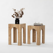 Conjunto de mesa de centro elegante (2 peças), cinza escuro e carvalho, 35 x 50/55 cm | 100% vidro temperado e aglomerado revestido de melamina | Design moderno, fácil montagem