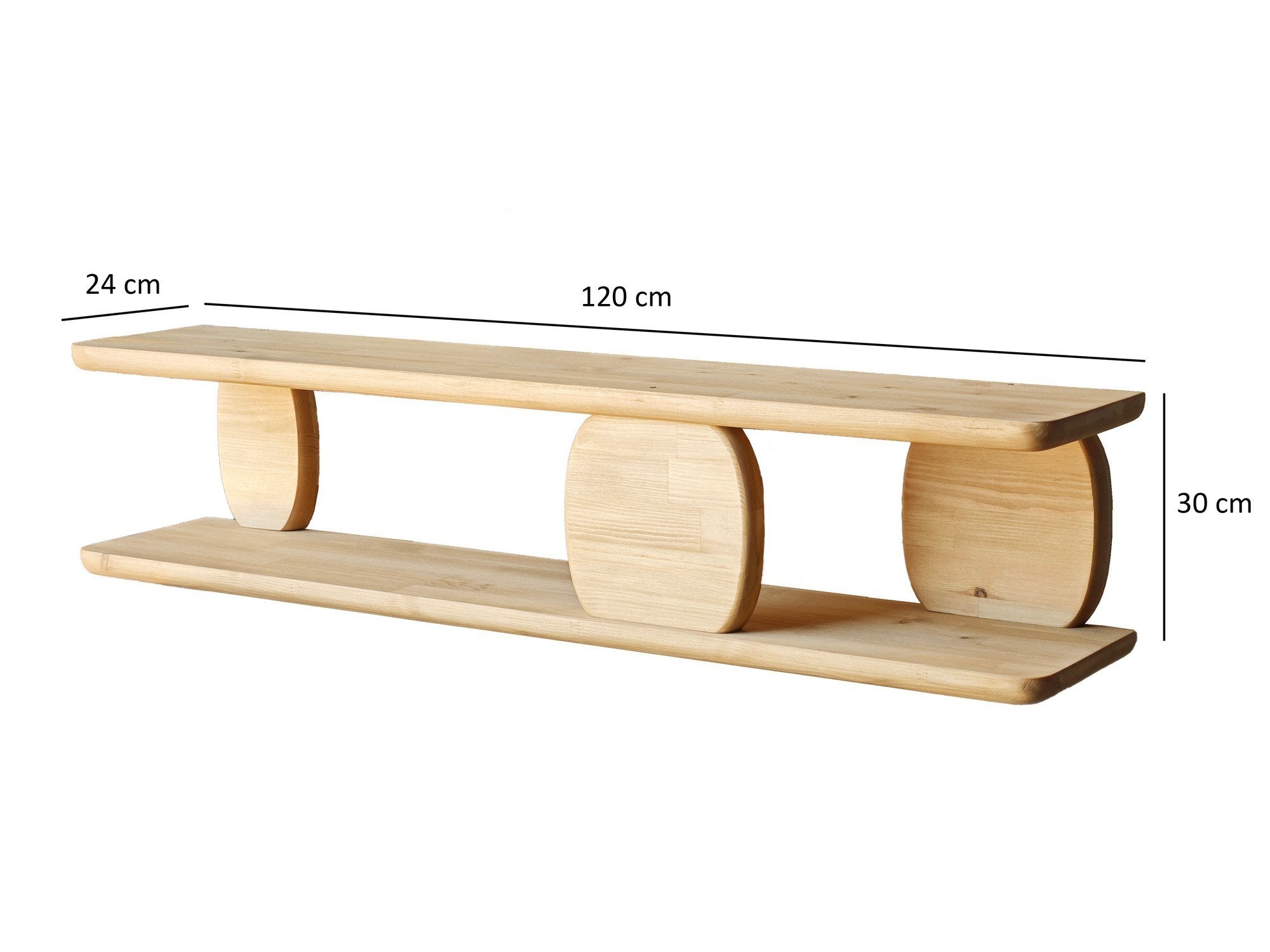 Prateleira de parede de madeira maciça, acabamento em carvalho, 120 x 30 x 24 cm | Construção 100% durável | Ideal para decoração e organização de casa | Design elegante e funcional