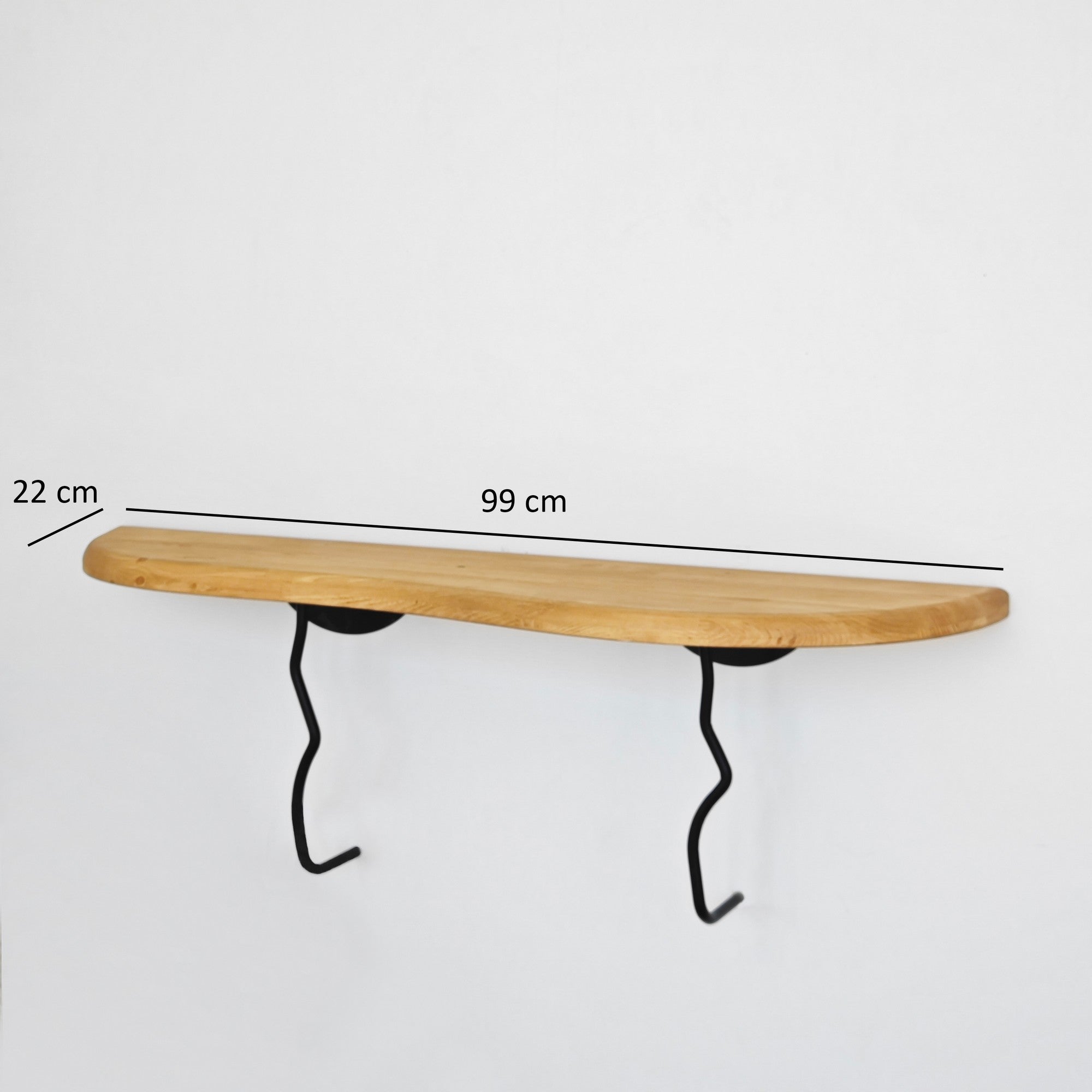 Prateleira de parede estilosa, 99 cm x 22 cm, preta e carvalho | 100% madeira de pinho com estrutura de metal resistente | Perfeita para decoração e organização da casa
