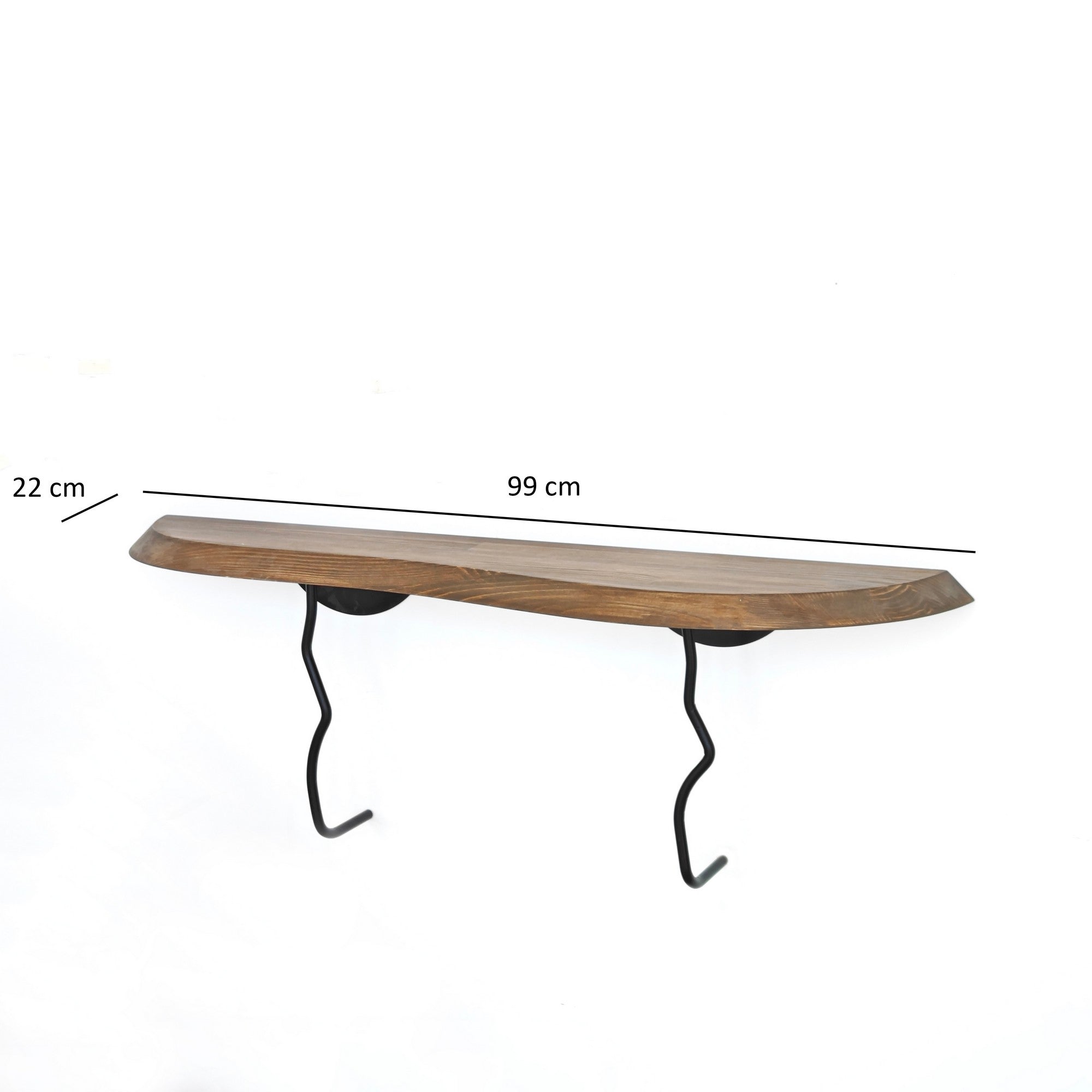 Prateleira de parede estilosa, 99 cm x 22 cm, preta e nogueira | 100% madeira de pinho e estrutura de metal | Perfeita para decoração e organização de casa moderna