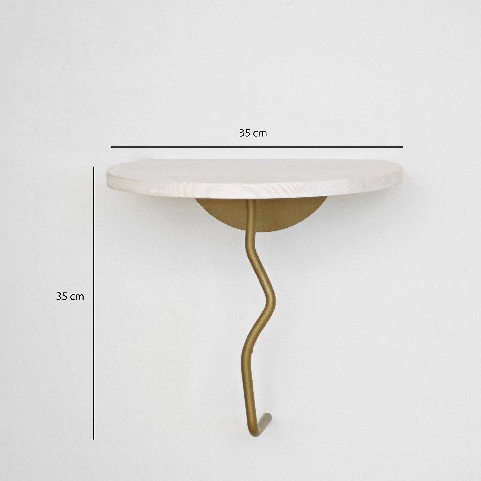 Prateleira de Parede Elegante, 35 x 35 cm, Dourado e Branco | 100% Madeira de Pinho com Estrutura de Metal Resistente | Perfeita para Decoração Moderna e Soluções de Armazenamento
