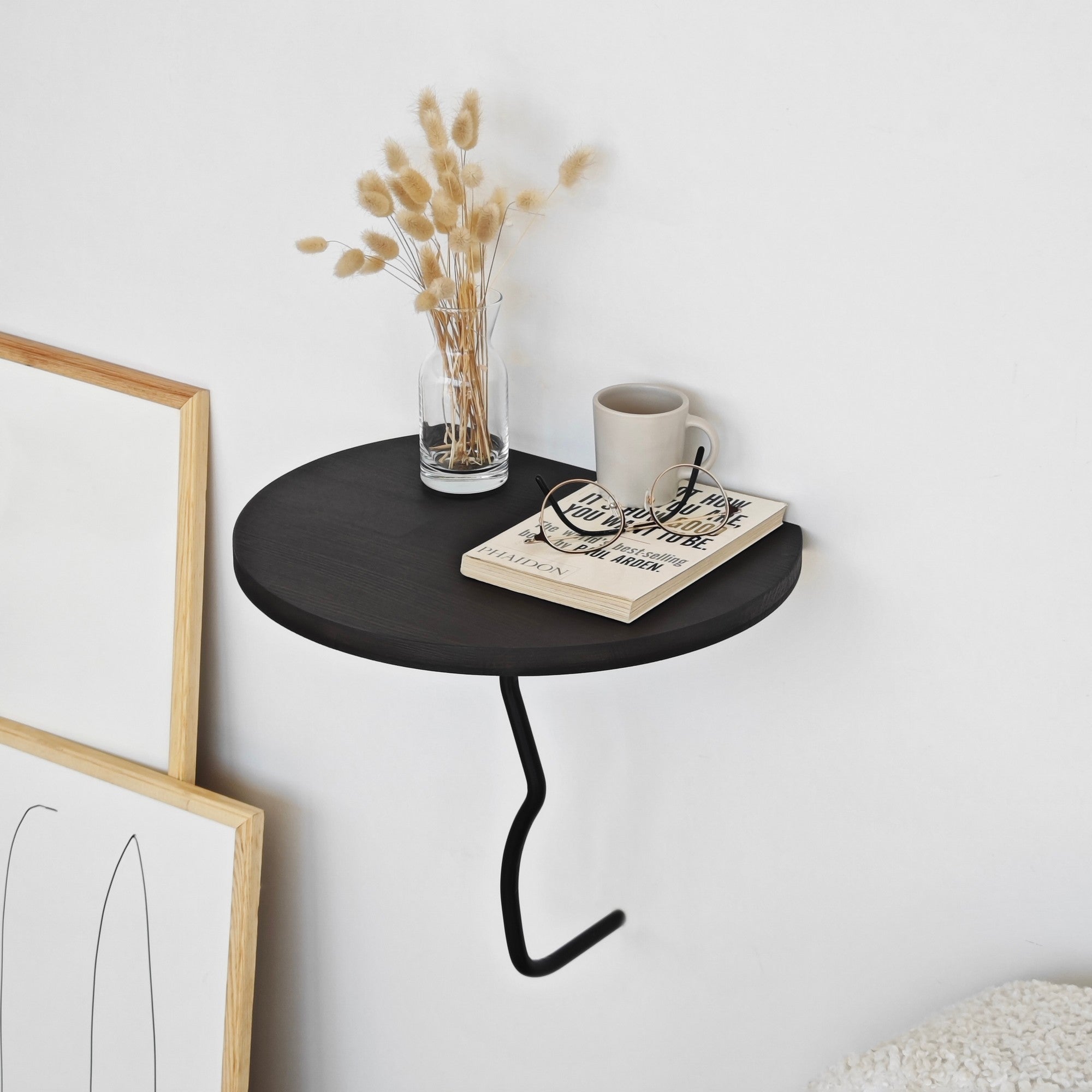 Prateleira de Parede Elegante, 35 x 35 cm, 100% Madeira de Pinho e Estrutura de Metal, Preto e Antracite | Perfeita para Decoração Moderna e Soluções de Armazenamento
