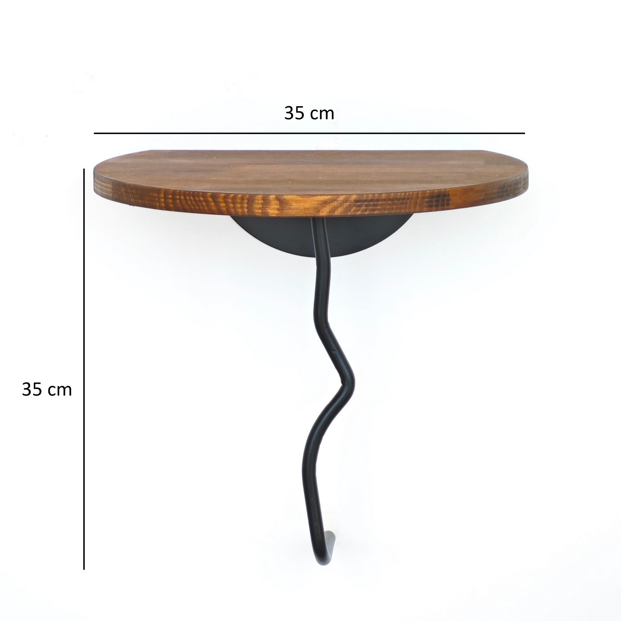 Prateleira de parede estilosa, 35 x 35 cm, 100% madeira de pinho e estrutura de metal, castanho e preto | Perfeita para decoração e organização da casa | Design durável e elegante