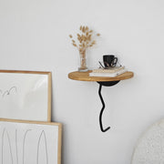 Prateleira de parede estilosa, 35 x 35 cm, preta e carvalho | 100% madeira de pinho com estrutura de metal resistente | Perfeita para decoração e organização de espaços