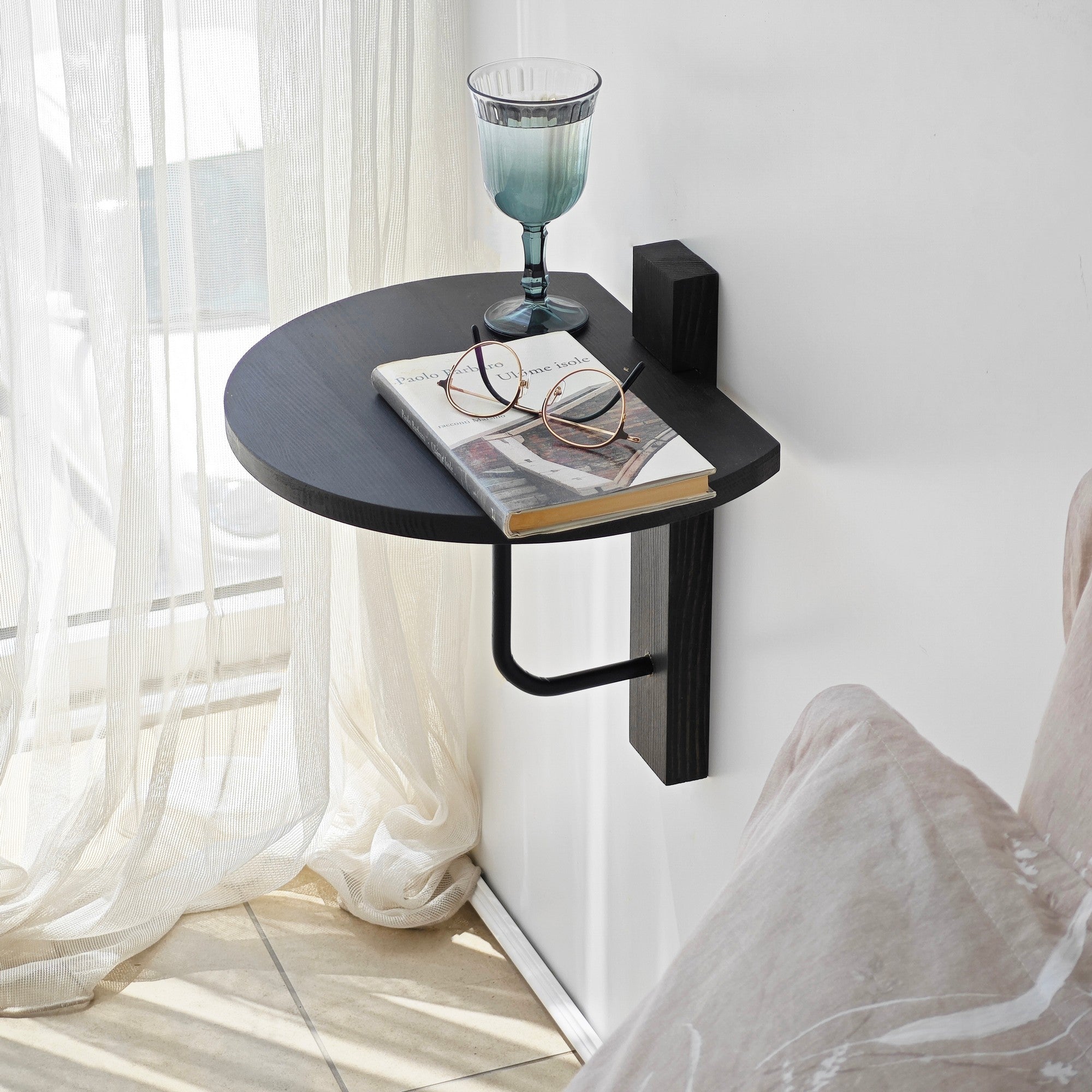 Prateleira de parede estilosa, 35 x 35 cm, 100% madeira maciça de pinho e estrutura de metal, antracite e preto | Perfeita para decoração moderna e soluções de armazenamento