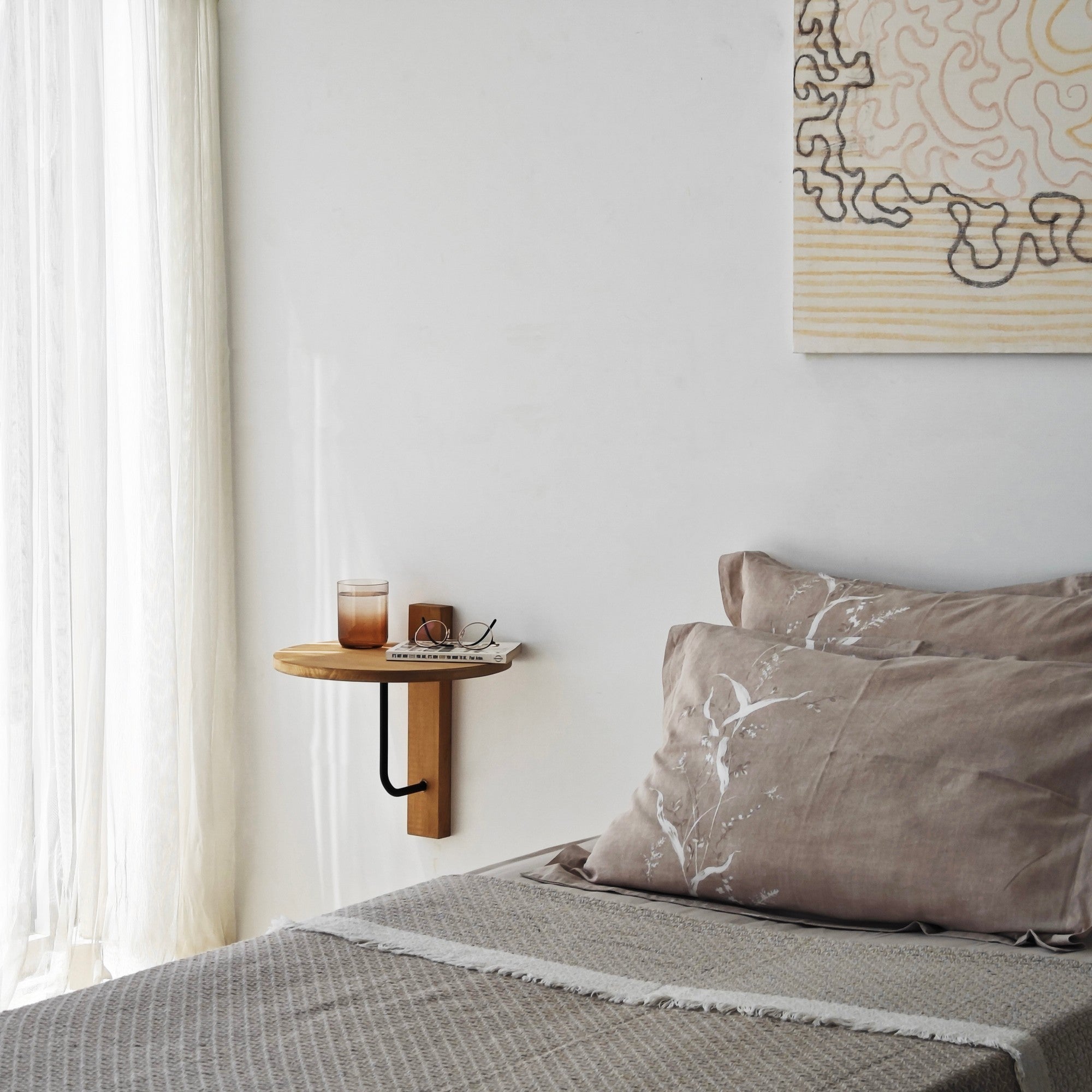 Prateleira de parede estilosa, 35 x 35 cm, preta e carvalho | 100% madeira de pinho com estrutura de metal resistente | Perfeita para decoração e organização de espaços