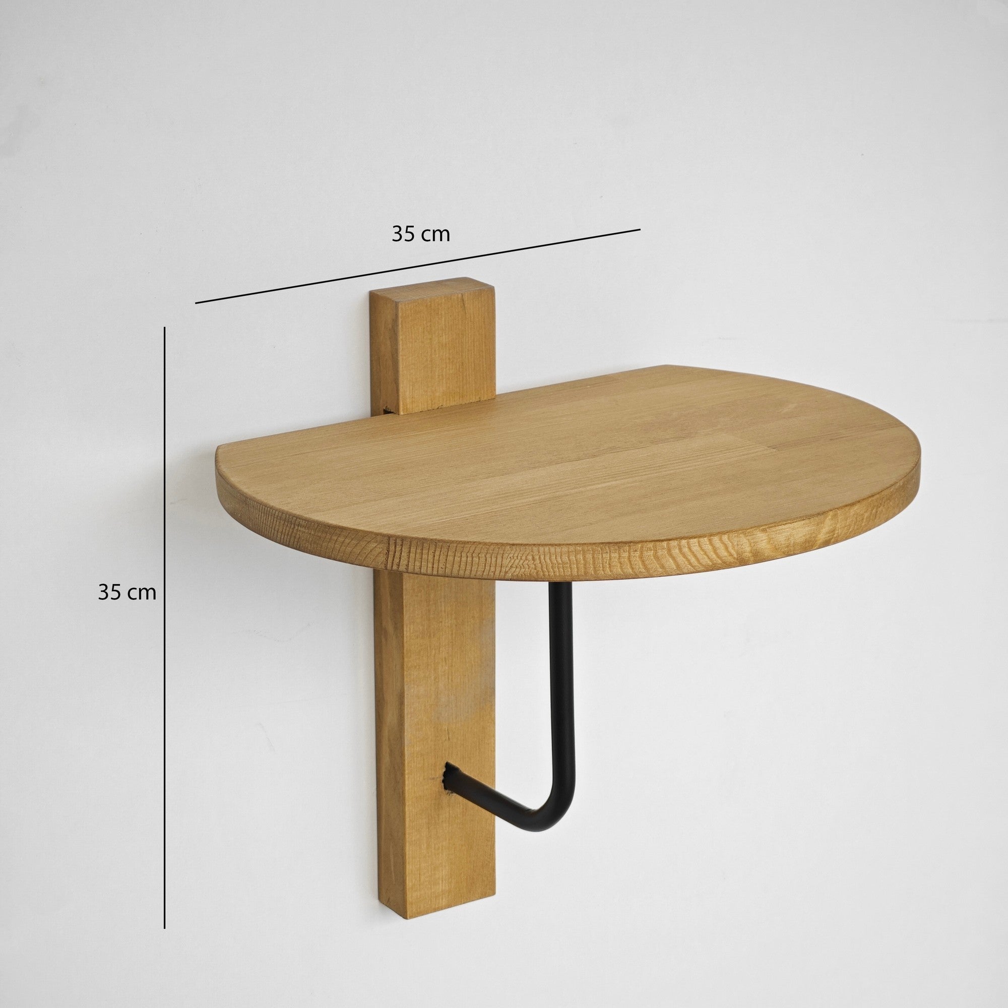 Prateleira de parede estilosa, 35 x 35 cm, preta e carvalho | 100% madeira de pinho com estrutura de metal resistente | Perfeita para decoração e organização de espaços