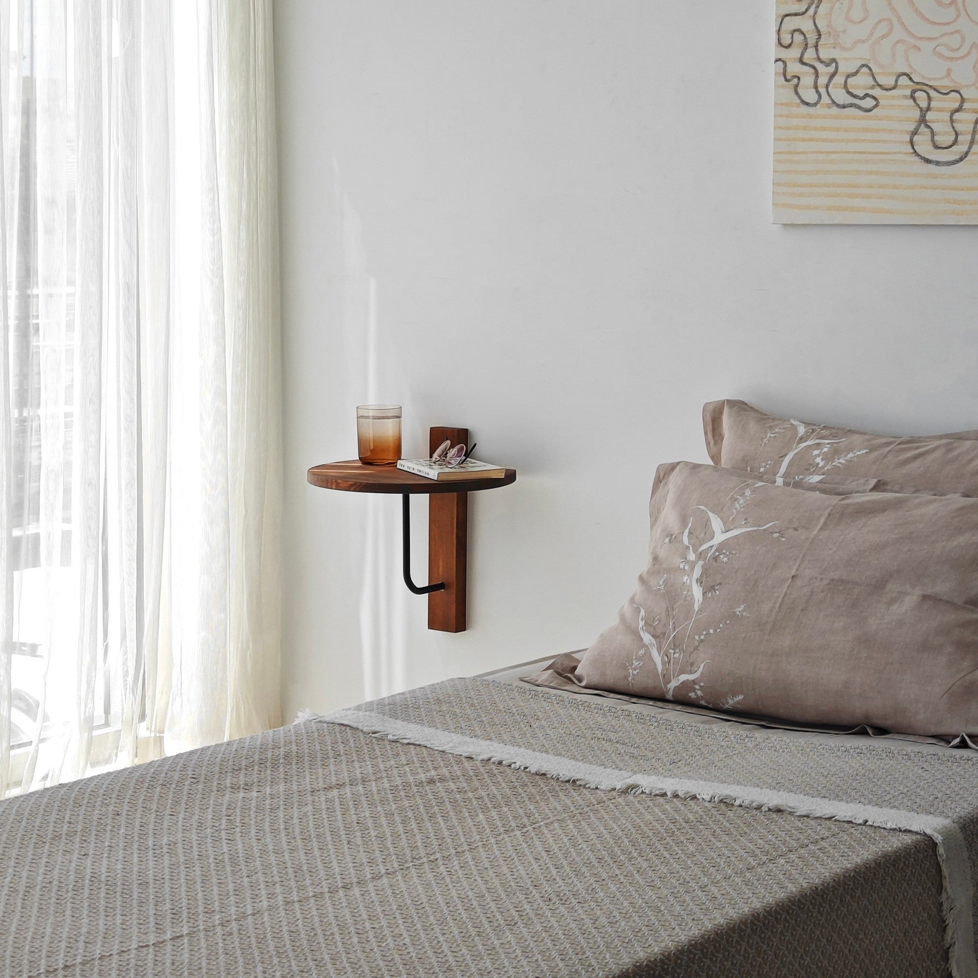 Prateleira de parede estilosa, 35 x 35 cm, 100% madeira de pinho e estrutura de metal, castanho e preto | Perfeita para decoração e organização da casa | Design durável e elegante