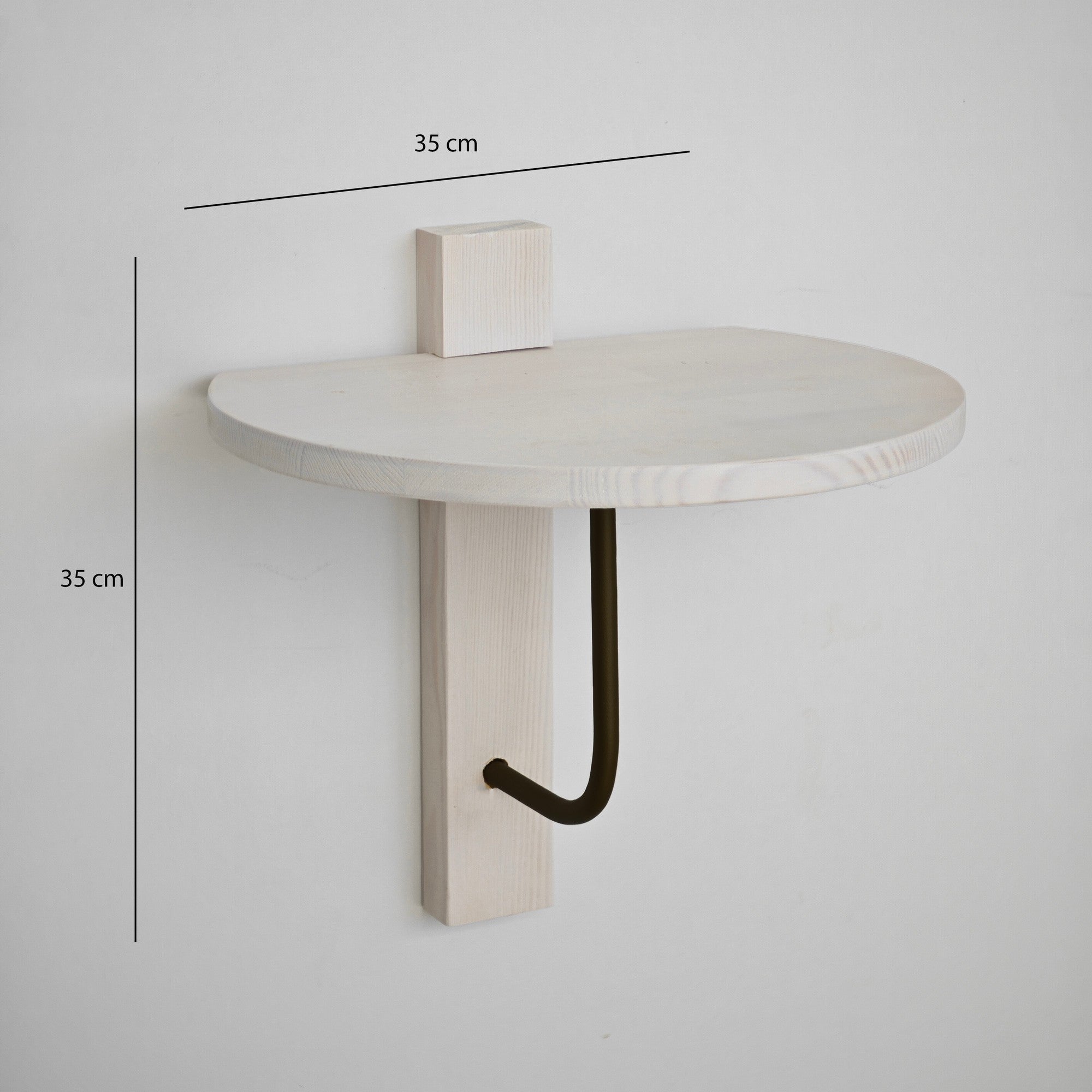 Prateleira de parede estilosa, 35 x 35 cm, 100% madeira de pinho e estrutura de metal, preta e branca | Perfeita para decoração moderna e organização de espaços