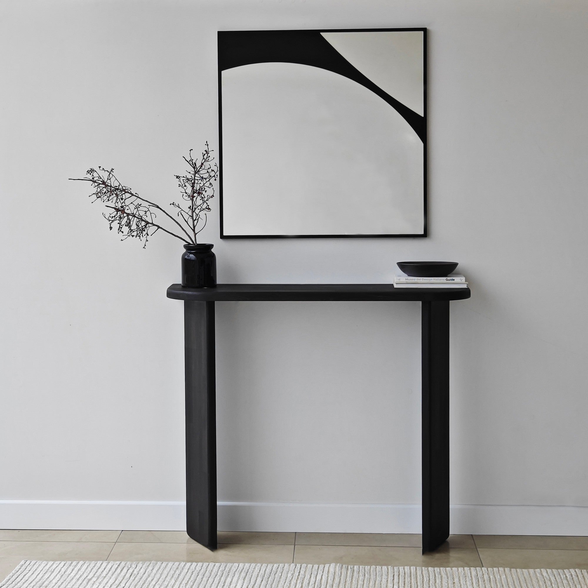 Espelho elegante de parede preto, 70 x 70 cm | Painel de partículas 100% revestido em melamina, cintas de PVC | Design ajustável e ecológico para espaços modernos