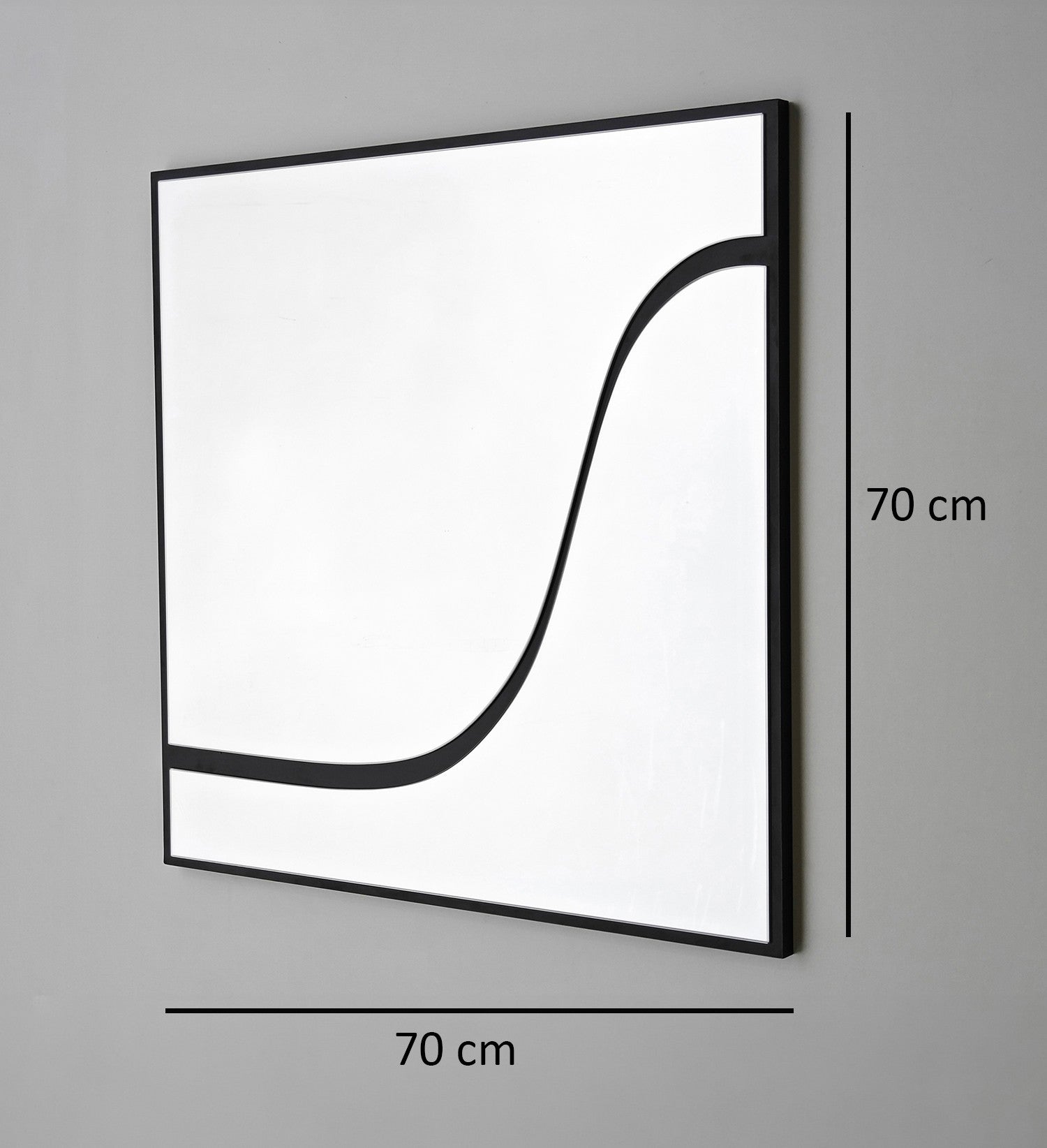 Espelho elegante de parede preto, 70 x 70 cm | Painel de partículas 100% revestido em melamina, cintas de PVC | Design ajustável e ecológico para espaços modernos