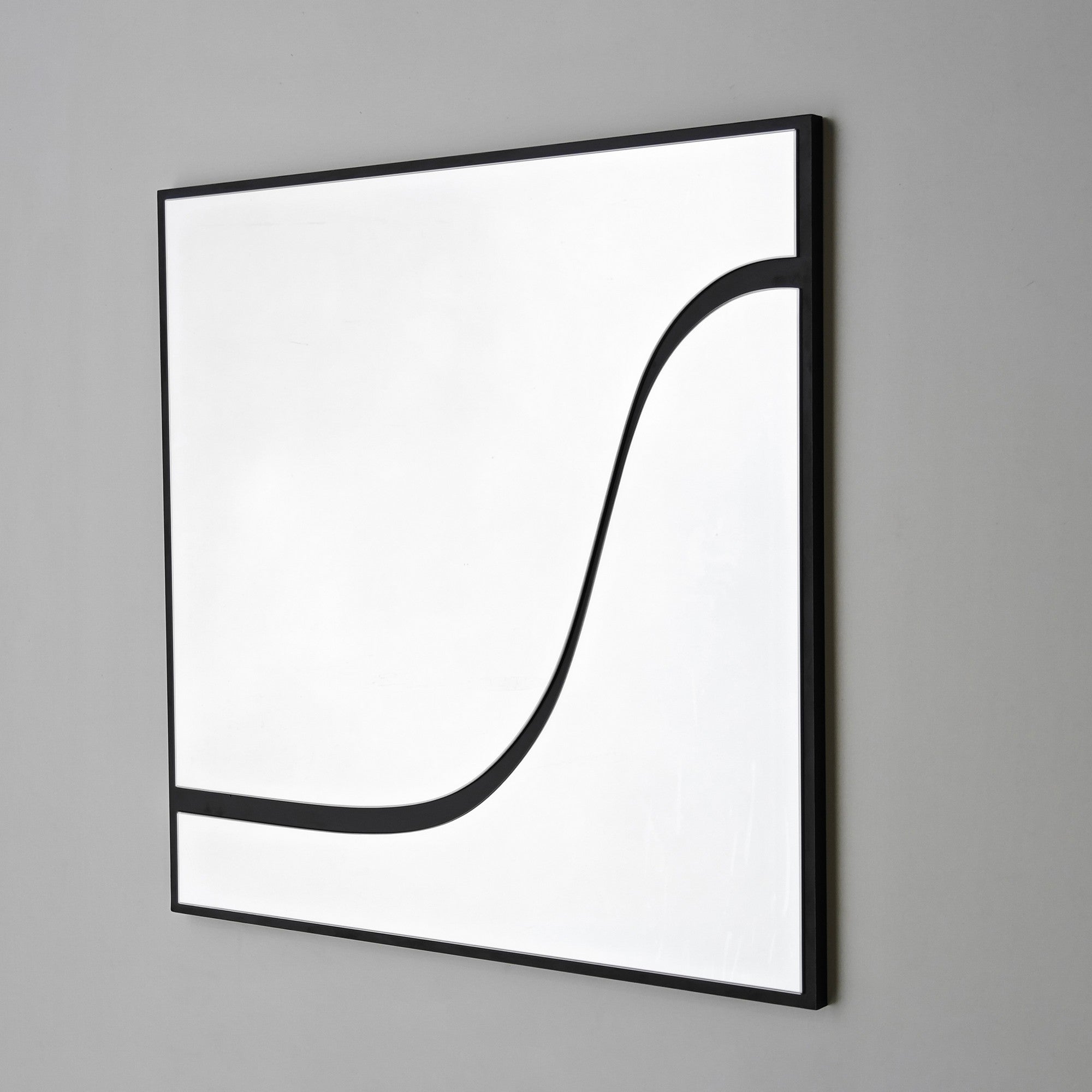 Espelho elegante de parede preto, 70 x 70 cm | Painel de partículas 100% revestido em melamina, cintas de PVC | Design ajustável e ecológico para espaços modernos