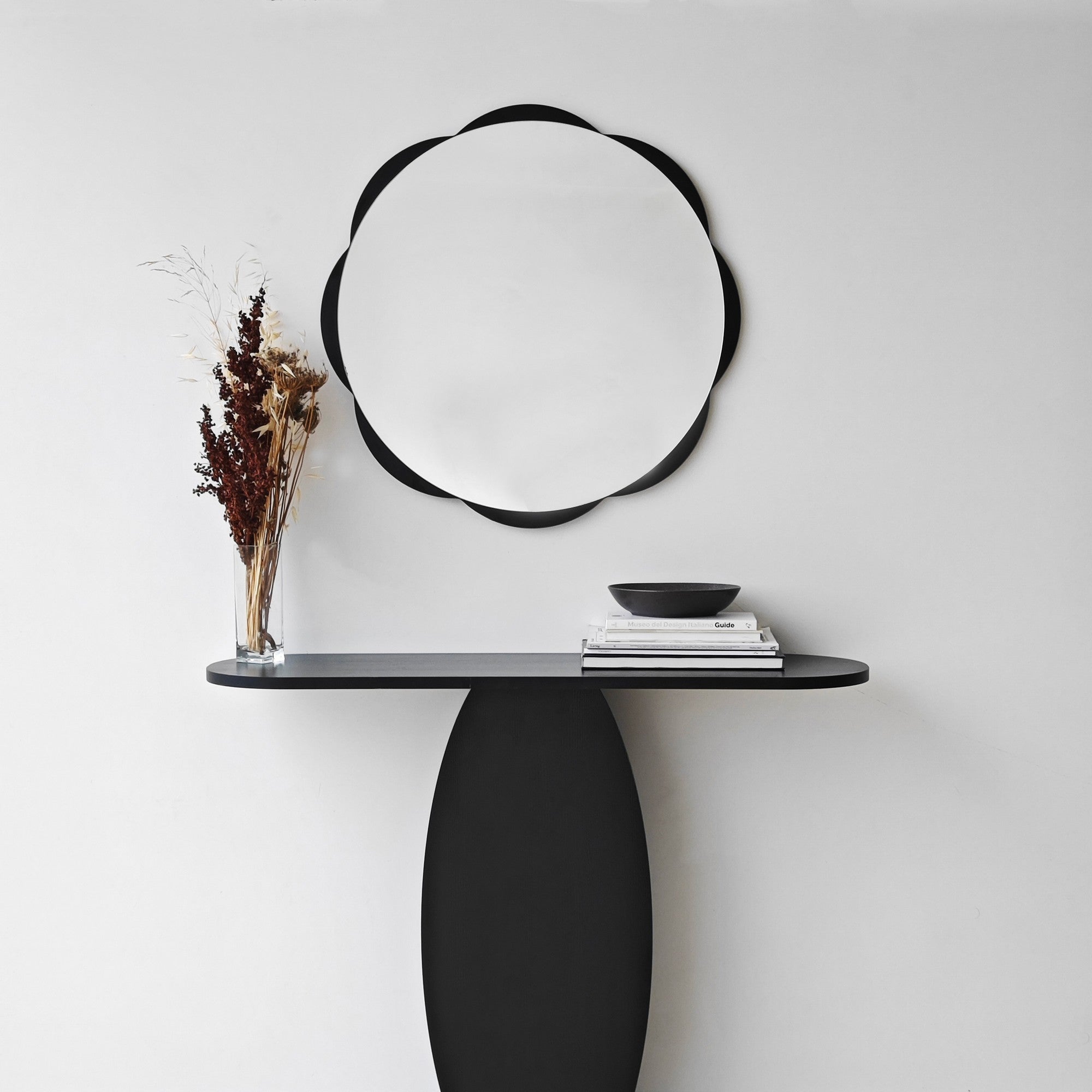 Espelho elegante de parede preto, 65 x 65 cm | Painel de partículas 100% revestido em melamina, cintas de PVC | Design ajustável e ecológico para espaços modernos