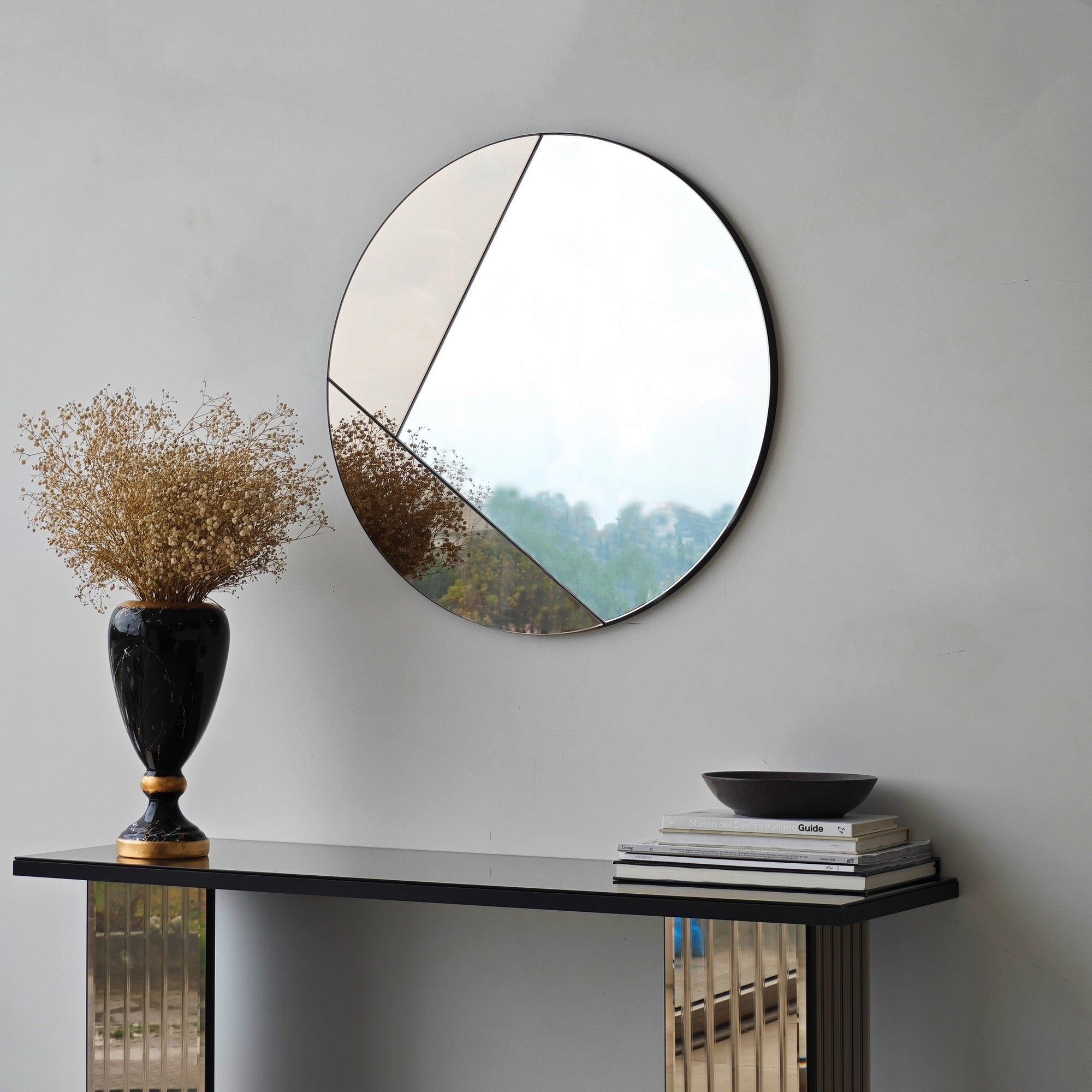 Espelho de parede elegante em bronze, 60 x 60 cm | Painel de partículas 100% revestido em melamina, cintas de PVC | Design Flotal-E ajustável e ecológico