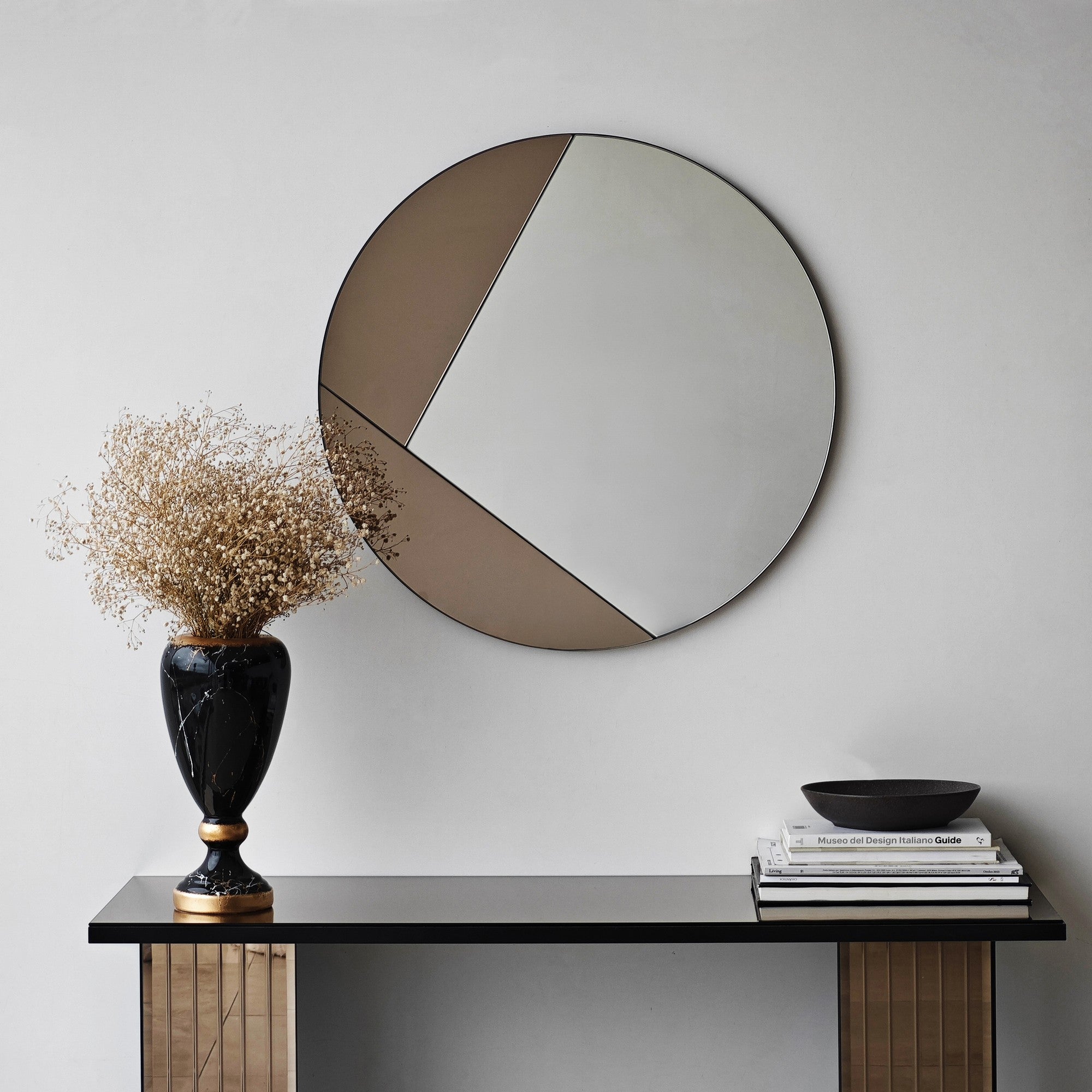 Espelho de parede elegante em bronze, 60 x 60 cm | Painel de partículas 100% revestido em melamina, cintas de PVC | Design Flotal-E ajustável e ecológico