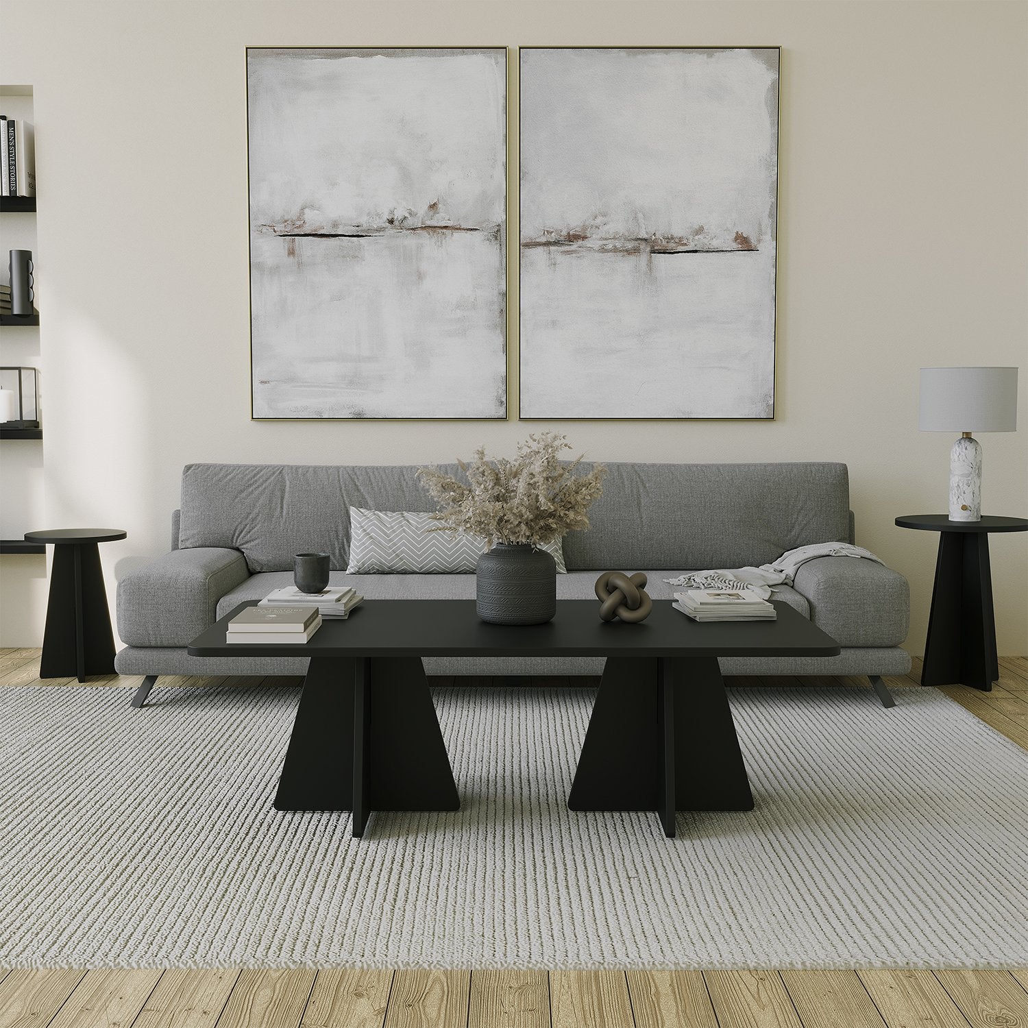 Mesa de Centro Preta Elegante, 120 x 60 x 40 cm | Painel de Partículas 100% Revestido com Melamina, 18 mm de Espessura | Fitas de PVC Duráveis, Perfeita para Espaços Modernos