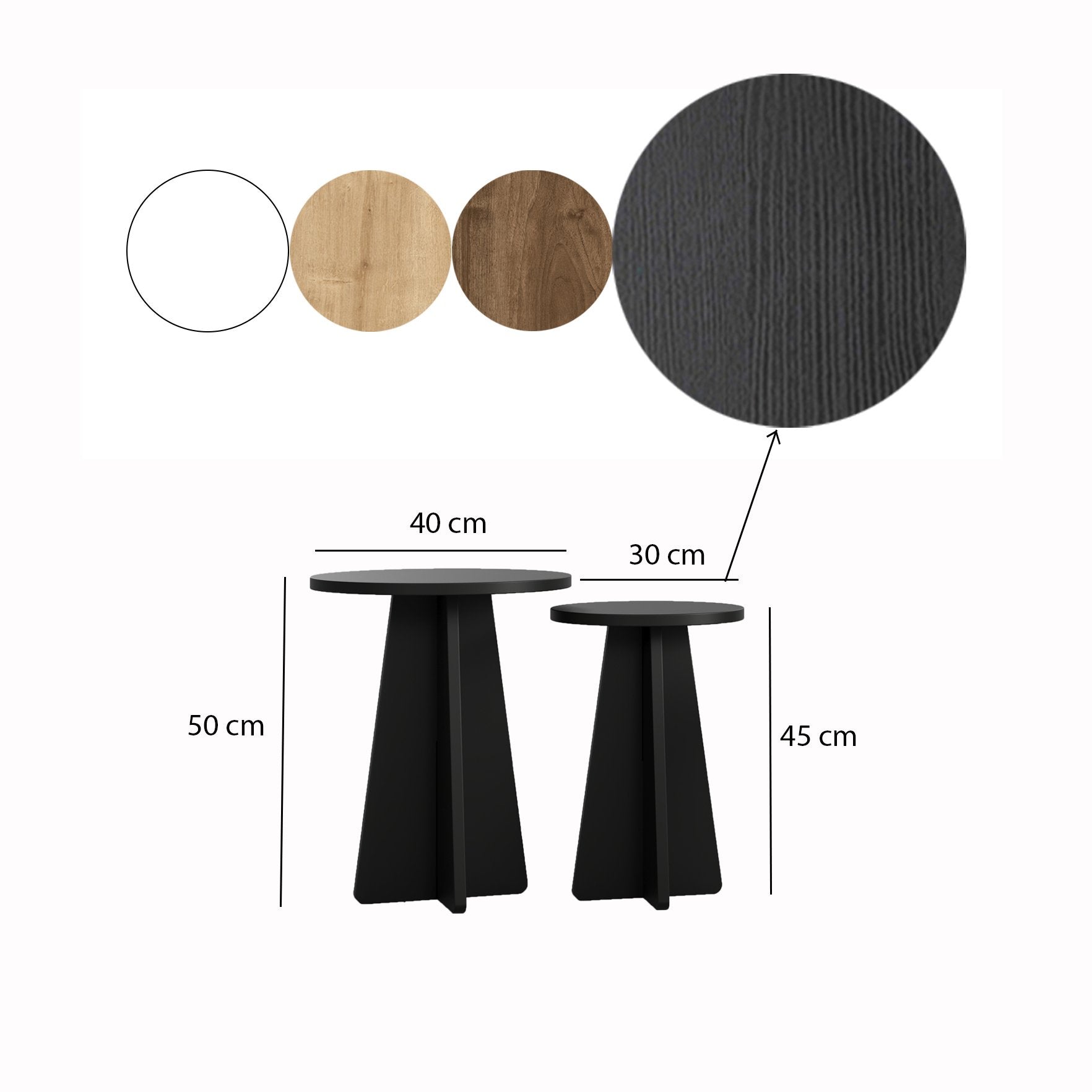 Conjunto de mesa de centro elegante em preto (4 peças) | Painel de partículas 100% revestido em melamina, 18 mm de espessura | Perfeito para salas de estar modernas e espaços de entretenimento
