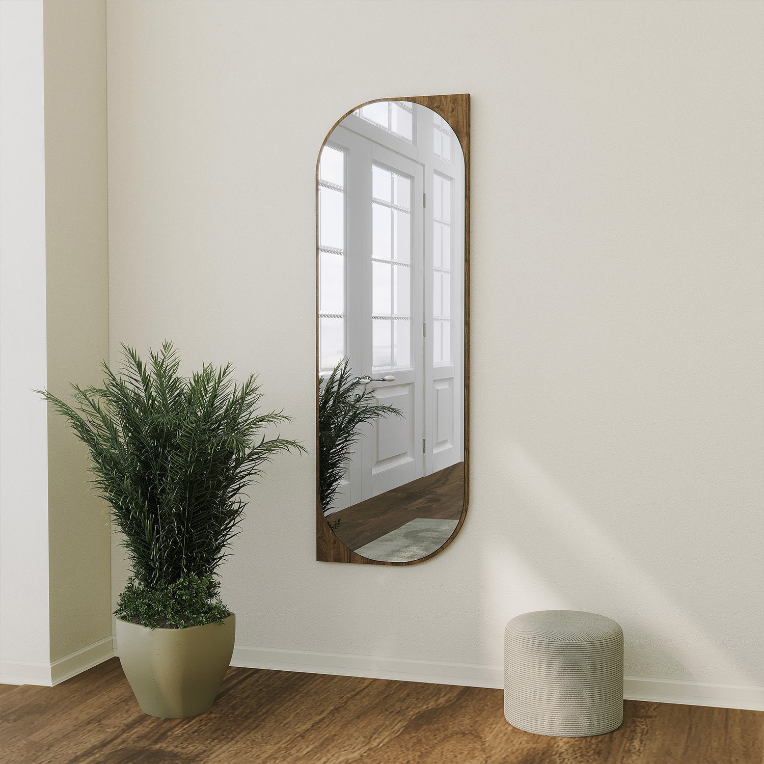 Espelho de parede elegante, 52 x 152 cm, cor nogueira | 100% MDF, 18 mm de espessura | Design ecológico Flotal-E para decoração moderna