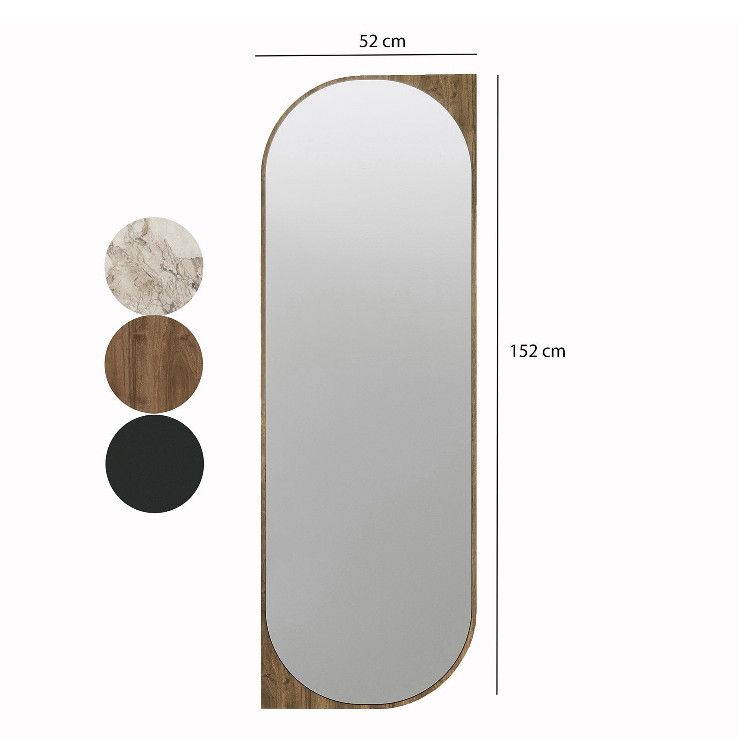 Espelho de parede elegante, 52 x 152 cm, cor nogueira | 100% MDF, 18 mm de espessura | Design ecológico Flotal-E para decoração moderna