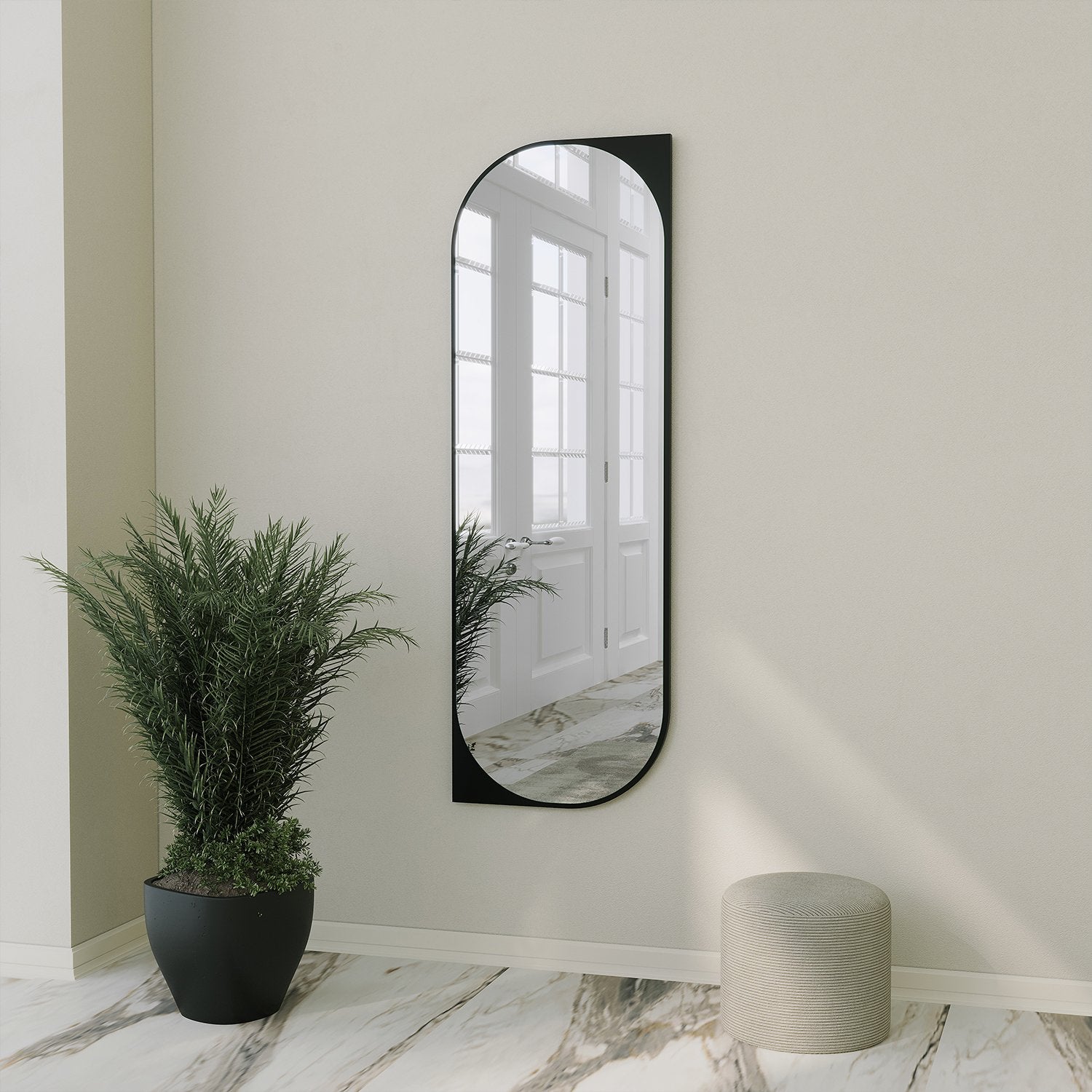 Espelho de parede elegante preto, 52 x 152 cm | 100% MDF, 18 mm de espessura | Design ecológico Flotal-E para decoração moderna