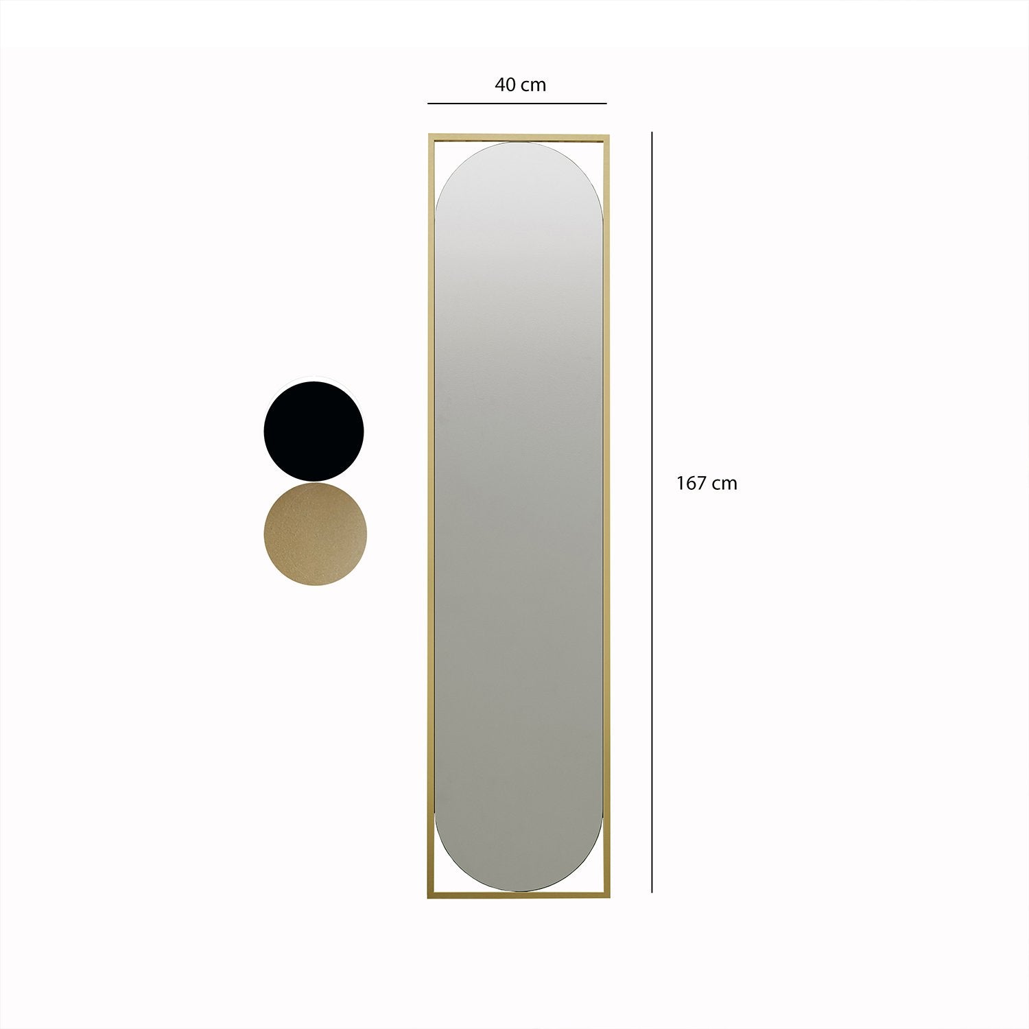 Espelho de parede dourado elegante, 40 cm x 167 cm | 100% MDF, 18 mm de espessura | Design ecológico Flotal-E, perfeito para decoração moderna
