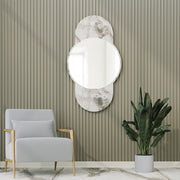 Espelho de parede elegante em mármore, 60 x 106 cm, 100% MDF, 18 mm de espessura, design ecológico Flotal-E | Perfeito para decoração moderna