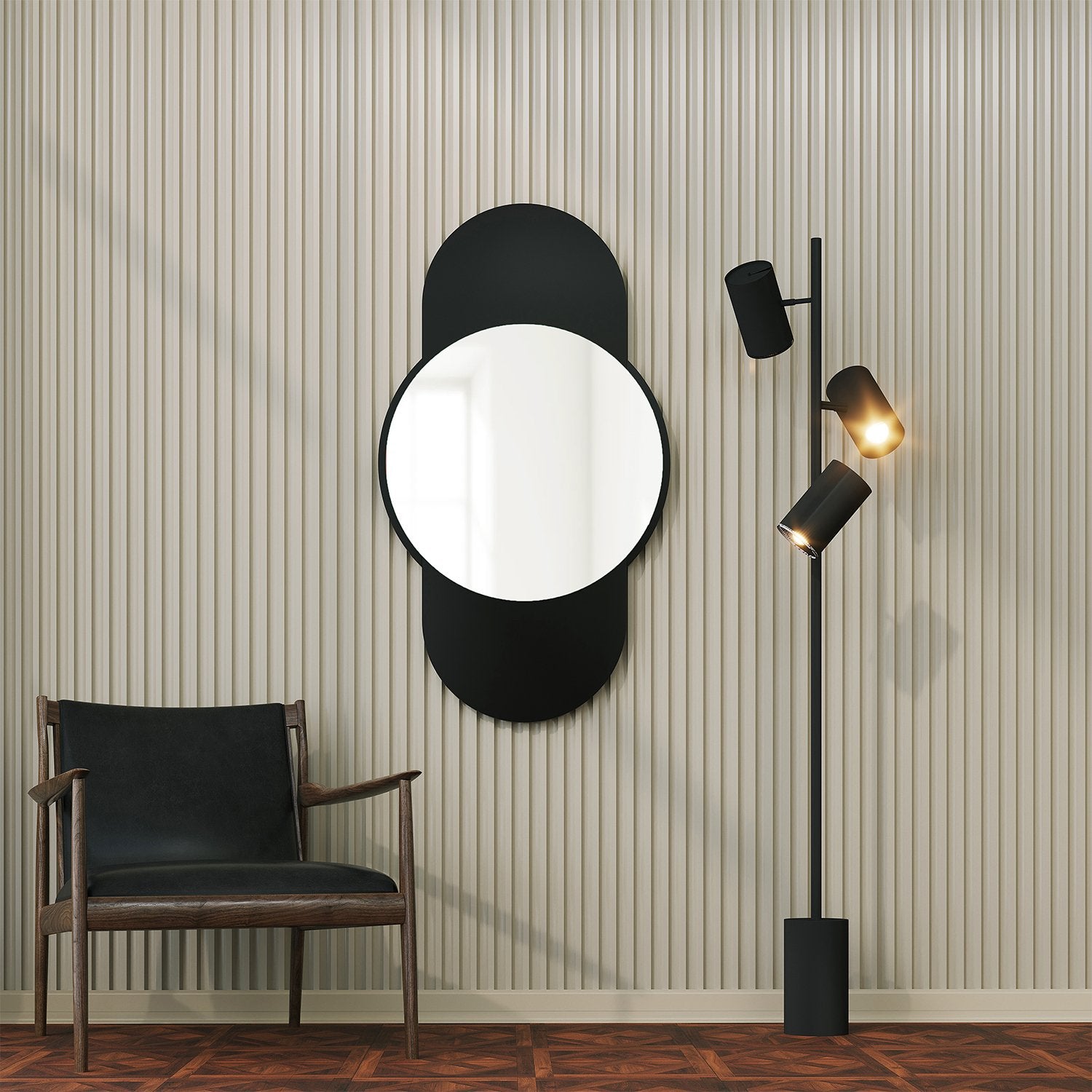 Espelho de Parede Elegante Preto, 60 x 106 cm, 100% MDF, 18 mm de espessura, Design Ecológico Flotal-E | Perfeito para Decoração e Espaços Modernos