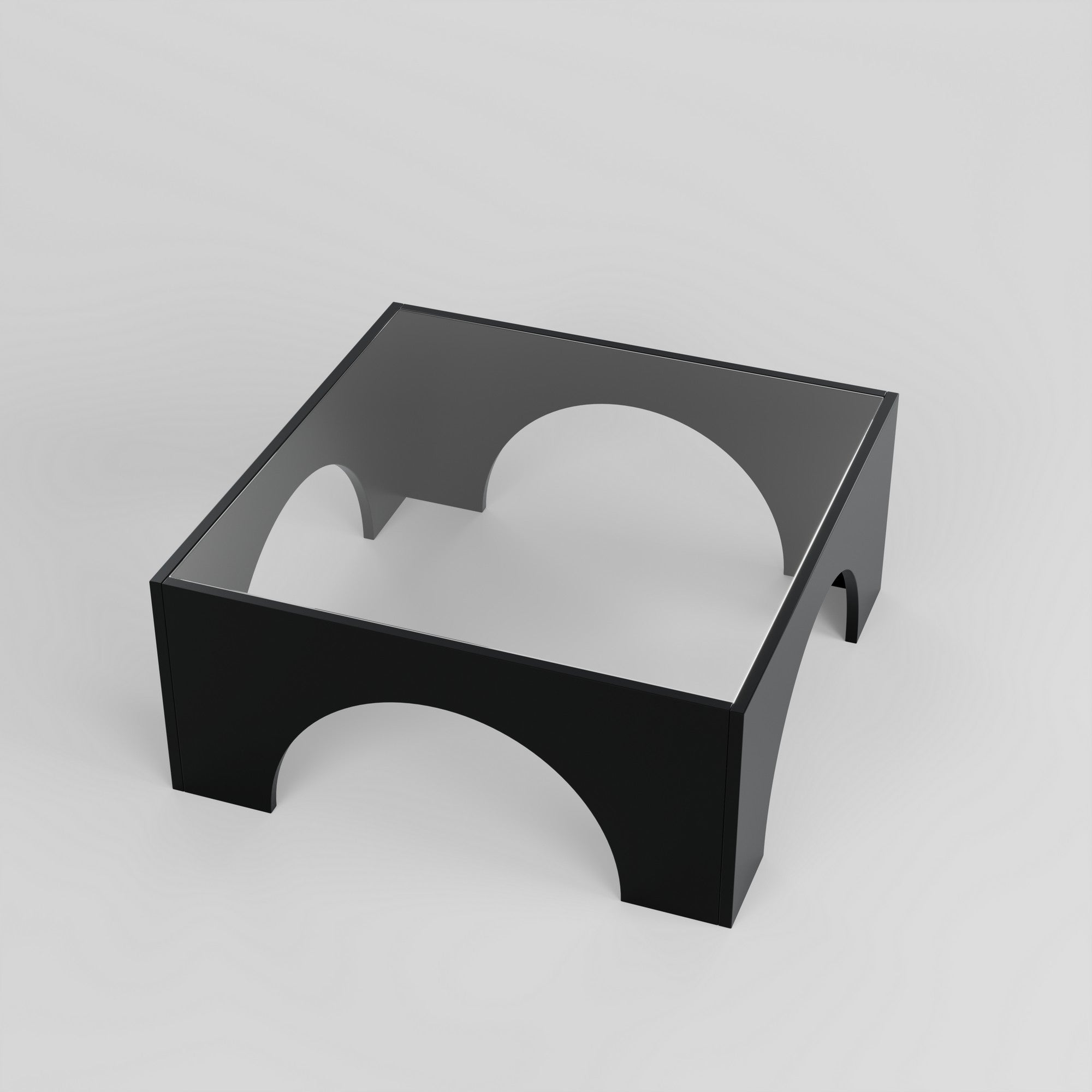 Mesa de Centro Elegante, 80 x 35 x 80 cm | 100% Vidro Temperado e Aglomerado Revestido em Melamina | Preta e Transparente | Desmontada, Design Moderno para Sala de Estar