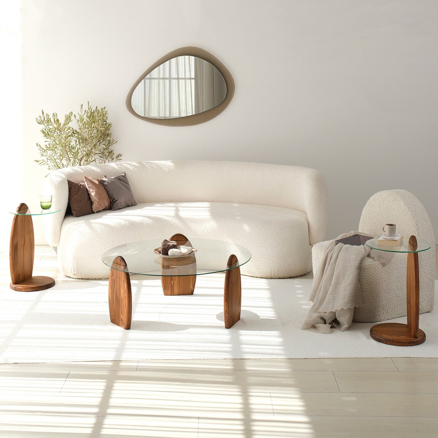 Mesa de Centro – 90cm x 41cm x 90cm – Castanho e Transparente – Madeira de Pinho e Vidro Temperado