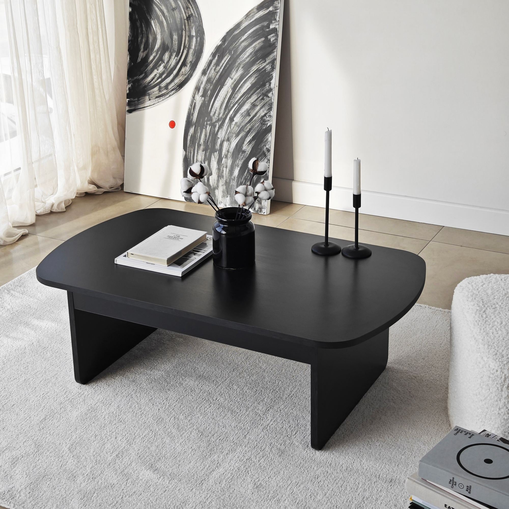 Mesa de Centro – 105cm x 35cm x 60cm – Preto – Painel de Partículas