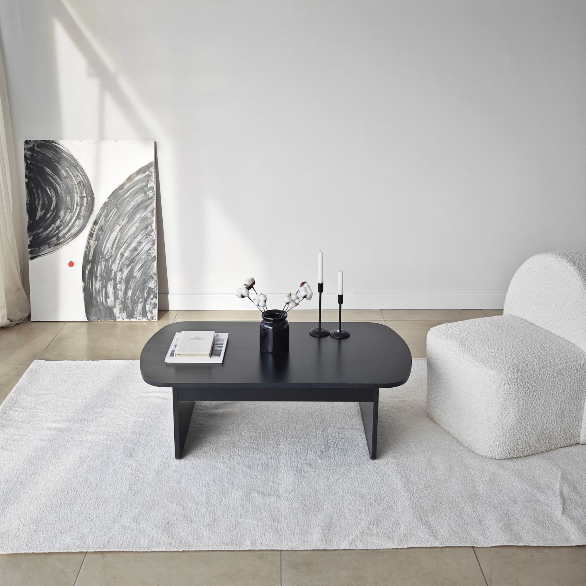 Mesa de Centro – 105cm x 35cm x 60cm – Preto – Painel de Partículas