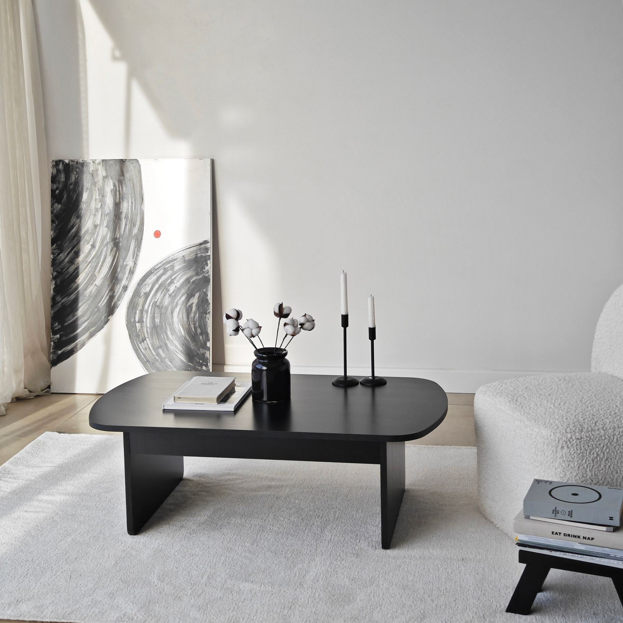 Mesa de Centro – 105cm x 35cm x 60cm – Preto – Painel de Partículas