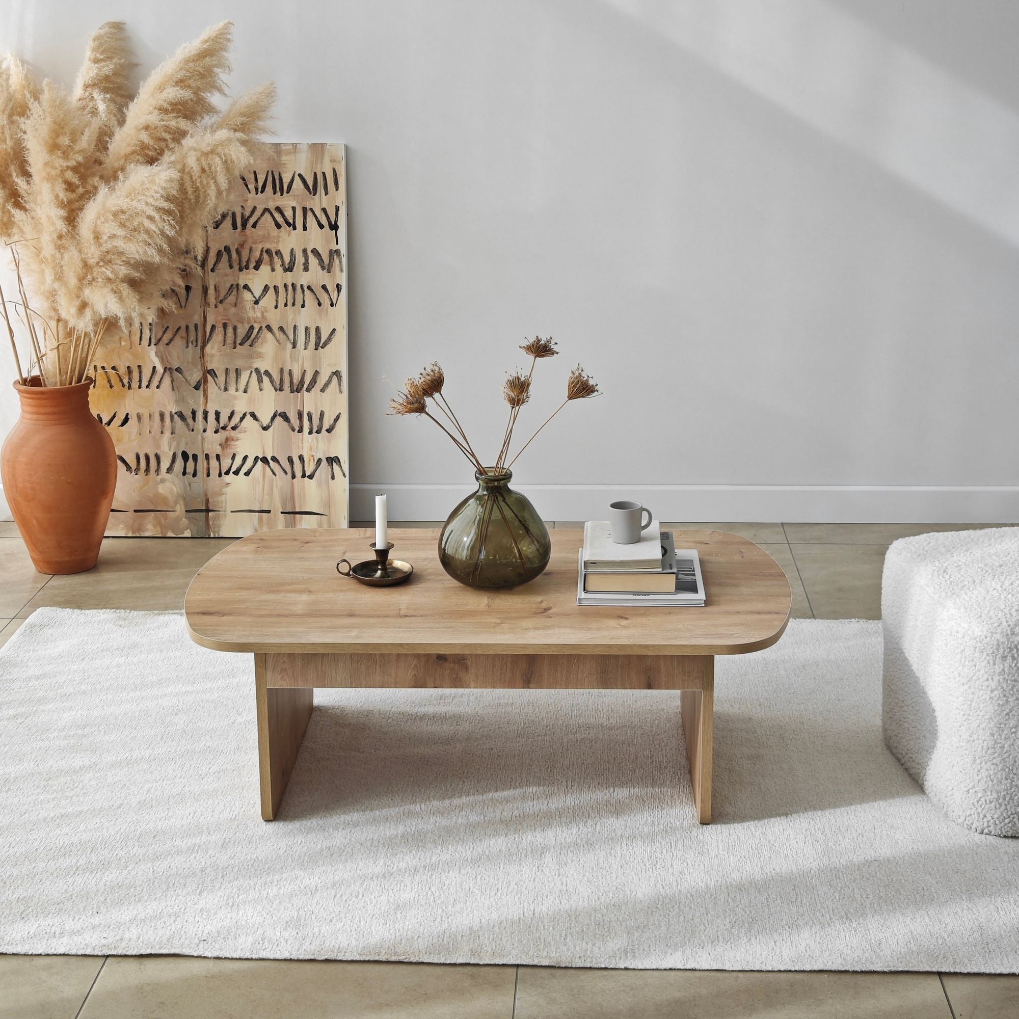 Mesa de Centro – 105cm x 35cm x 60cm – Carvalho Safira – Painel de Partículas com Revestimento a Melamina