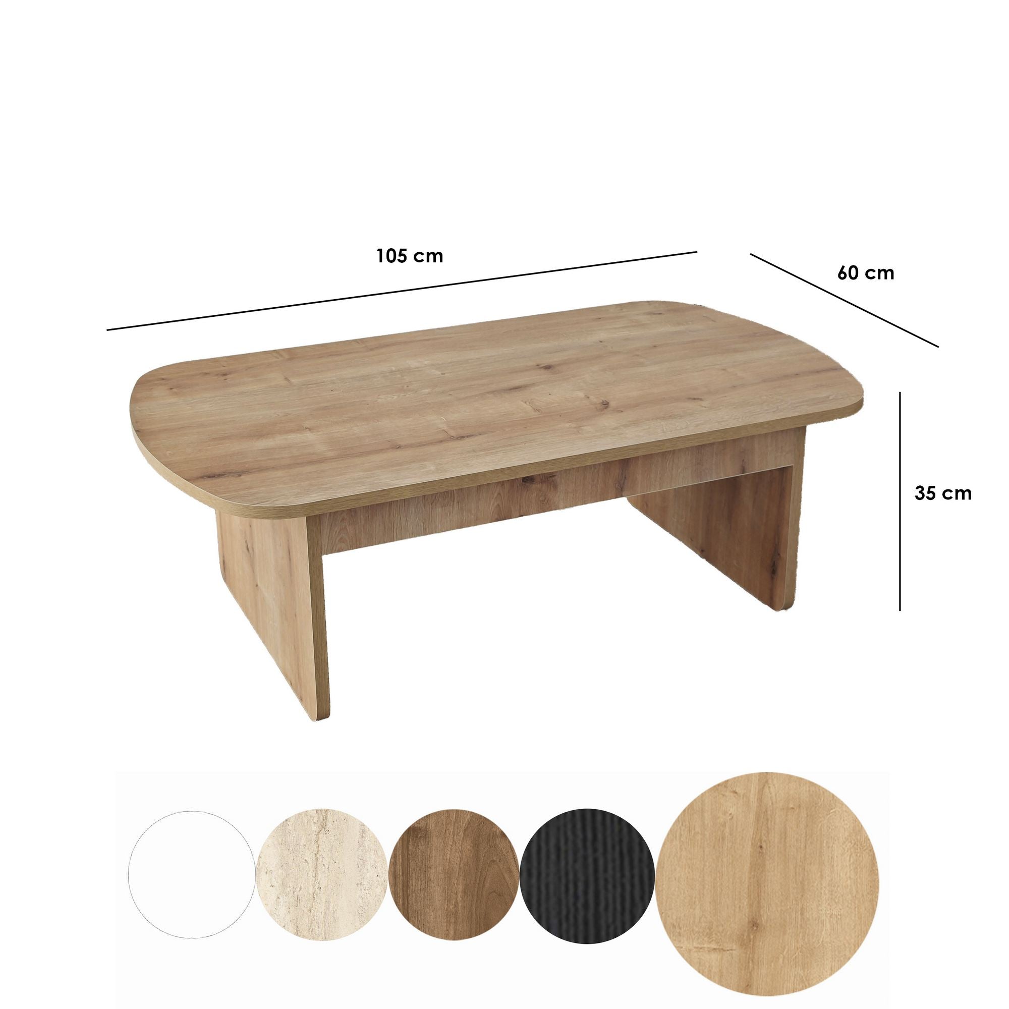 Mesa de Centro – 105cm x 35cm x 60cm – Carvalho Safira – Painel de Partículas com Revestimento a Melamina