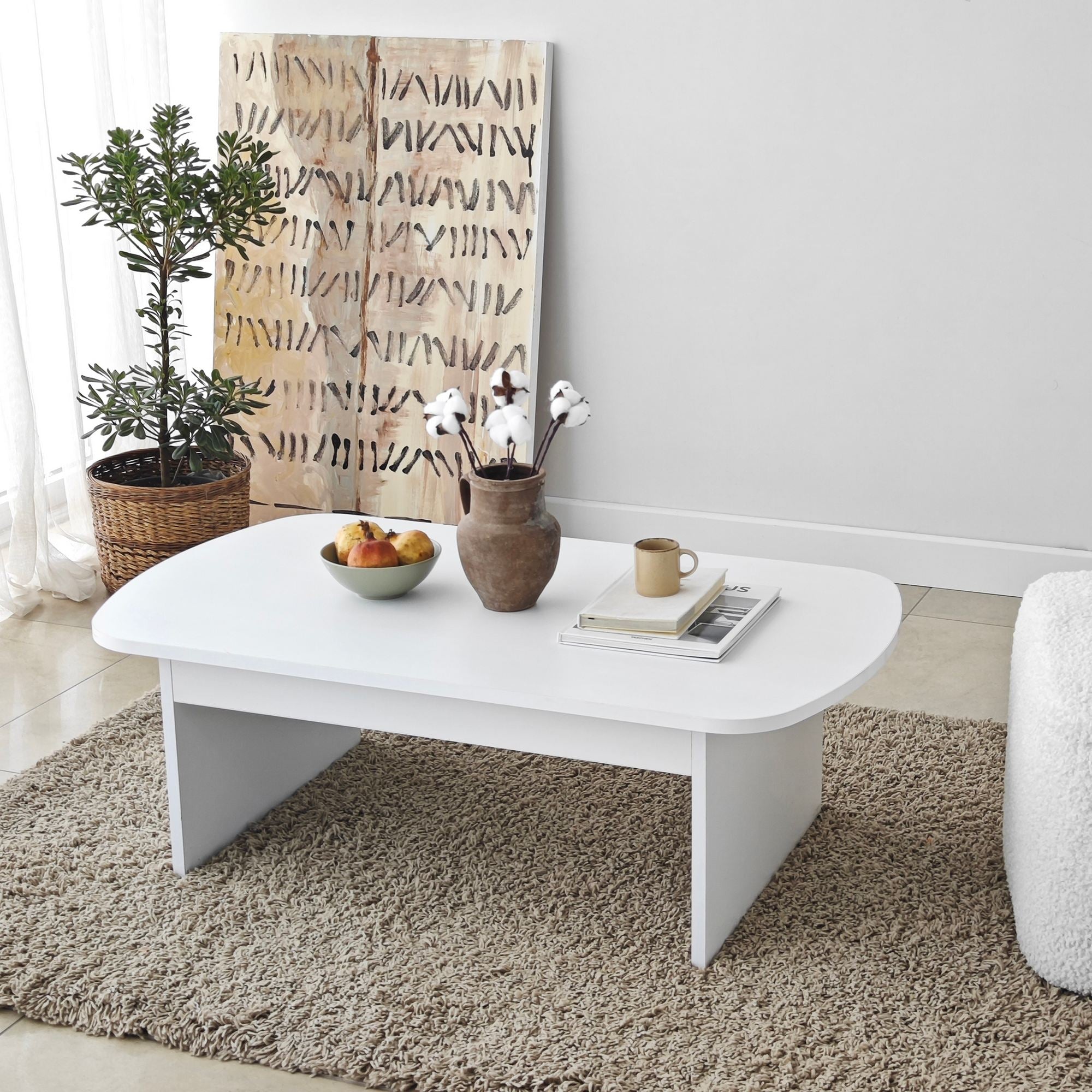 Mesa de Centro – 105cm x 35cm x 60cm – Branco – Melamina