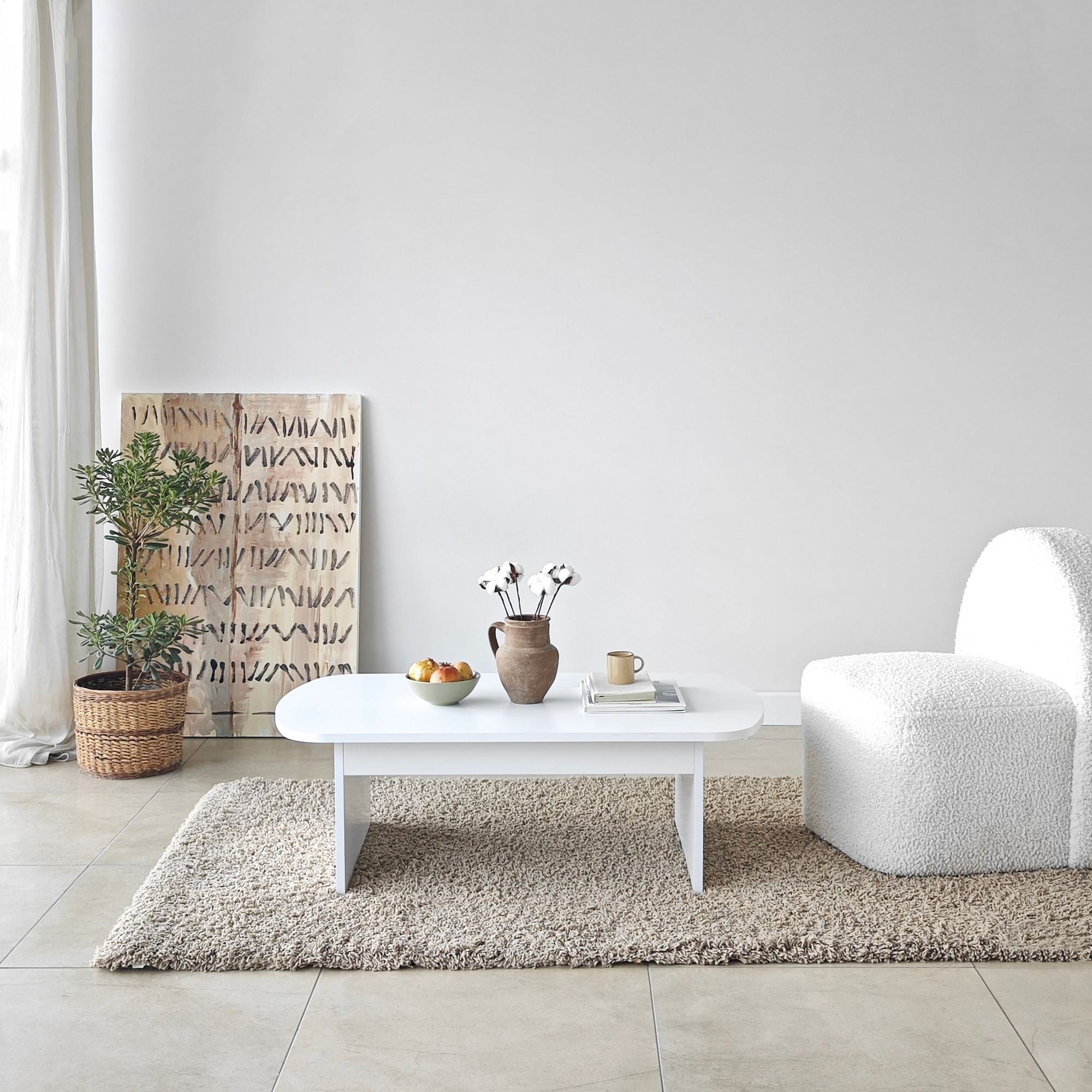 Mesa de Centro – 105cm x 35cm x 60cm – Branco – Melamina